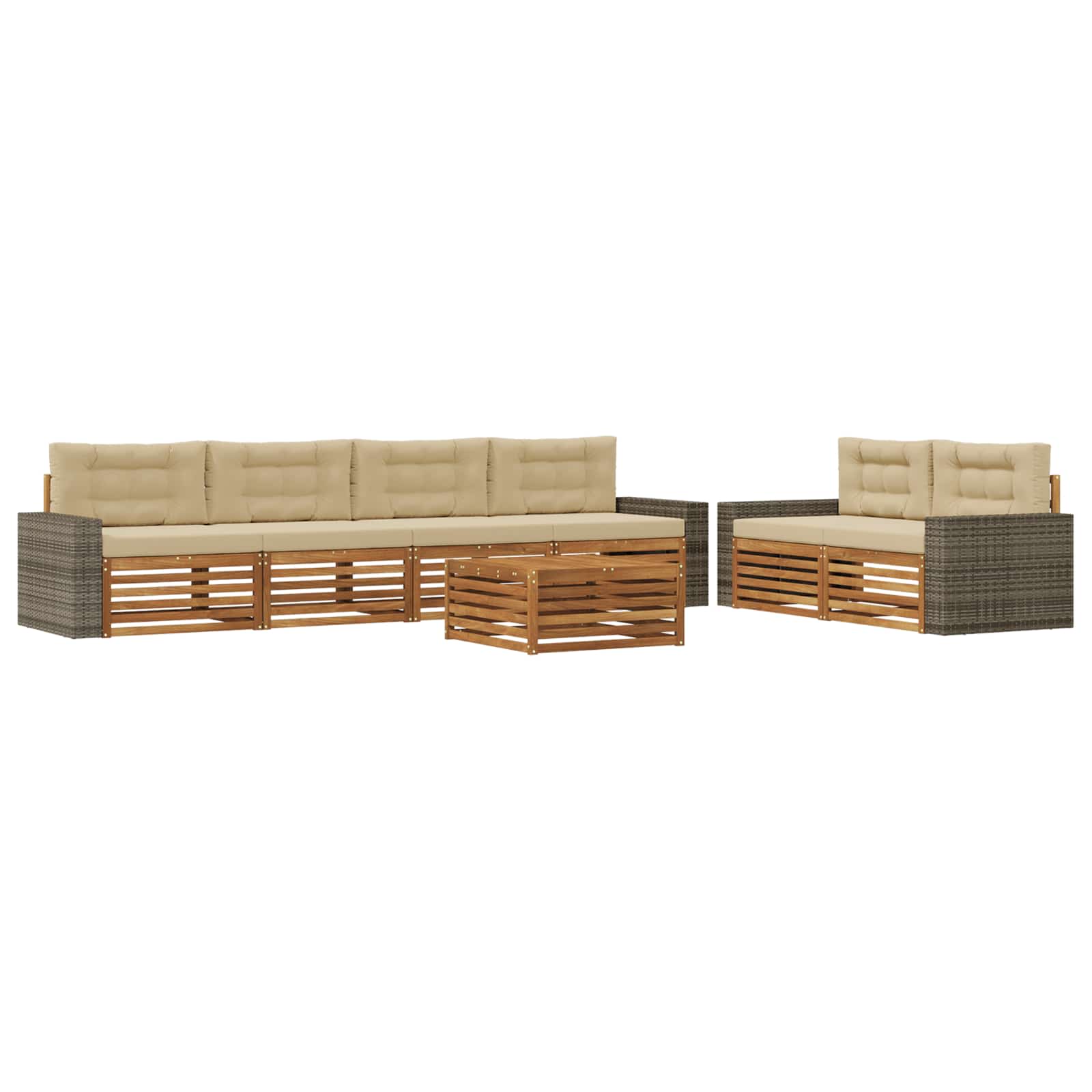 vidaXL Buiten bankenset 7 pcs Naturel
