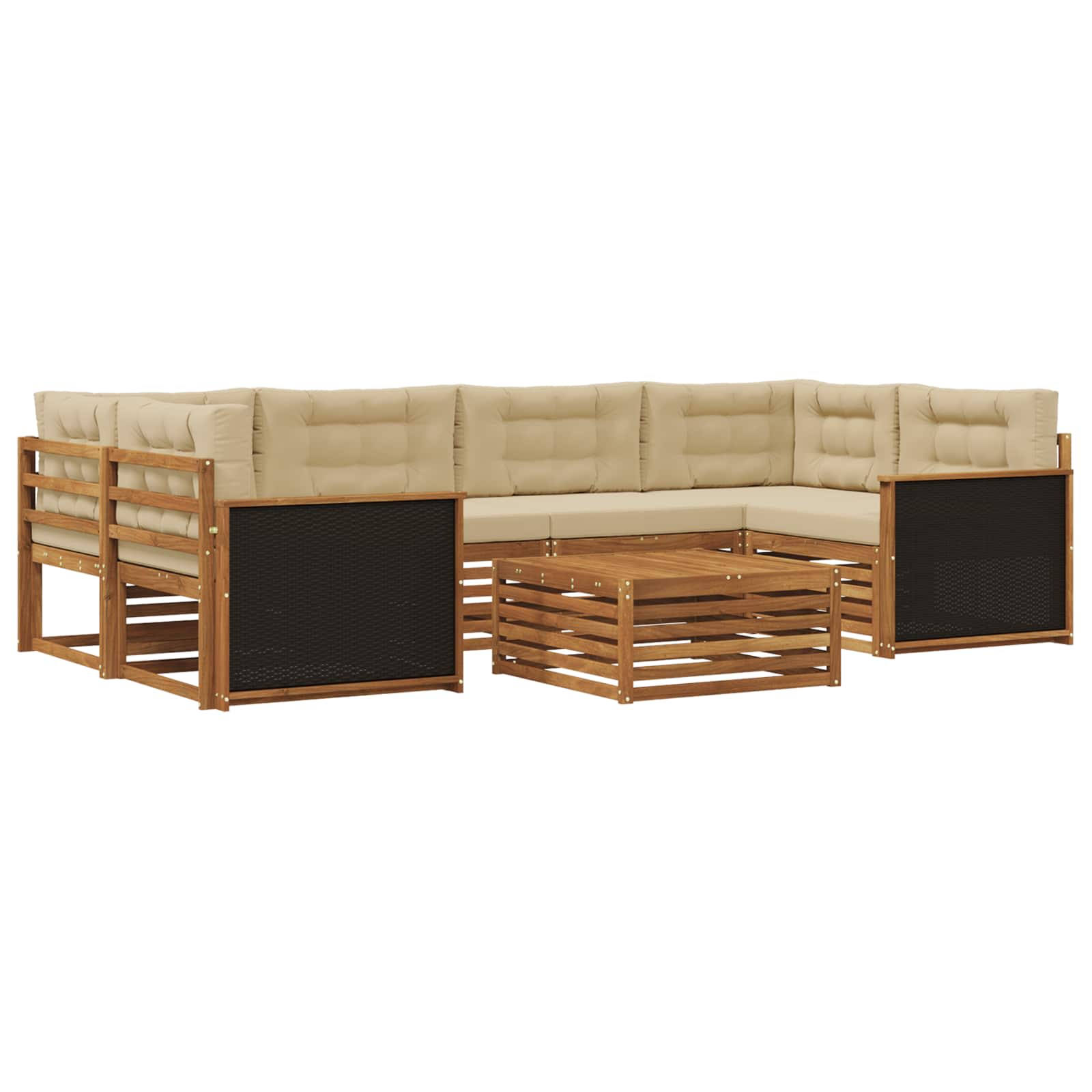 vidaXL Buiten bankenset 7 pcs Naturel