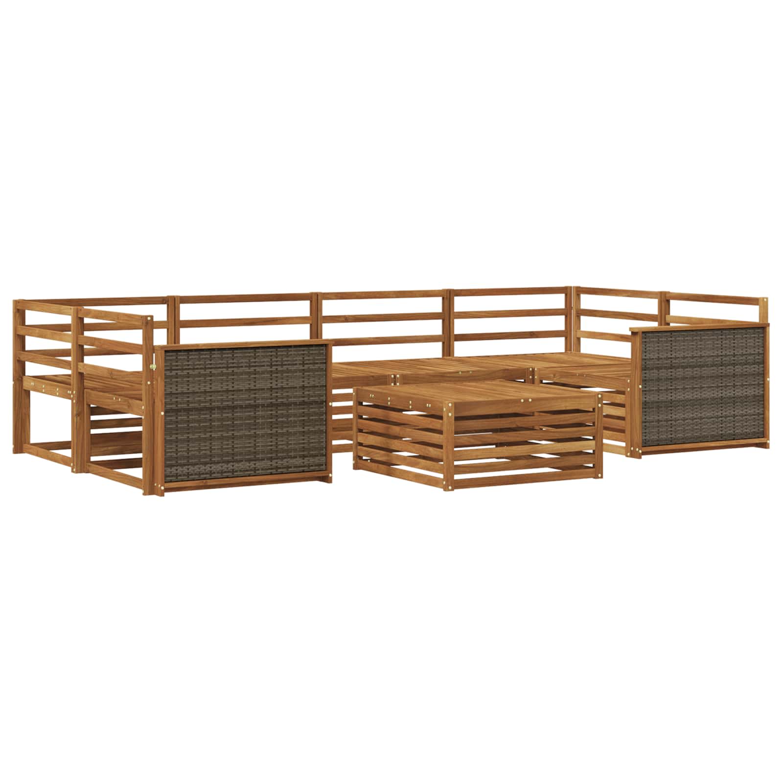 vidaXL Buiten bankenset 7 pcs Naturel