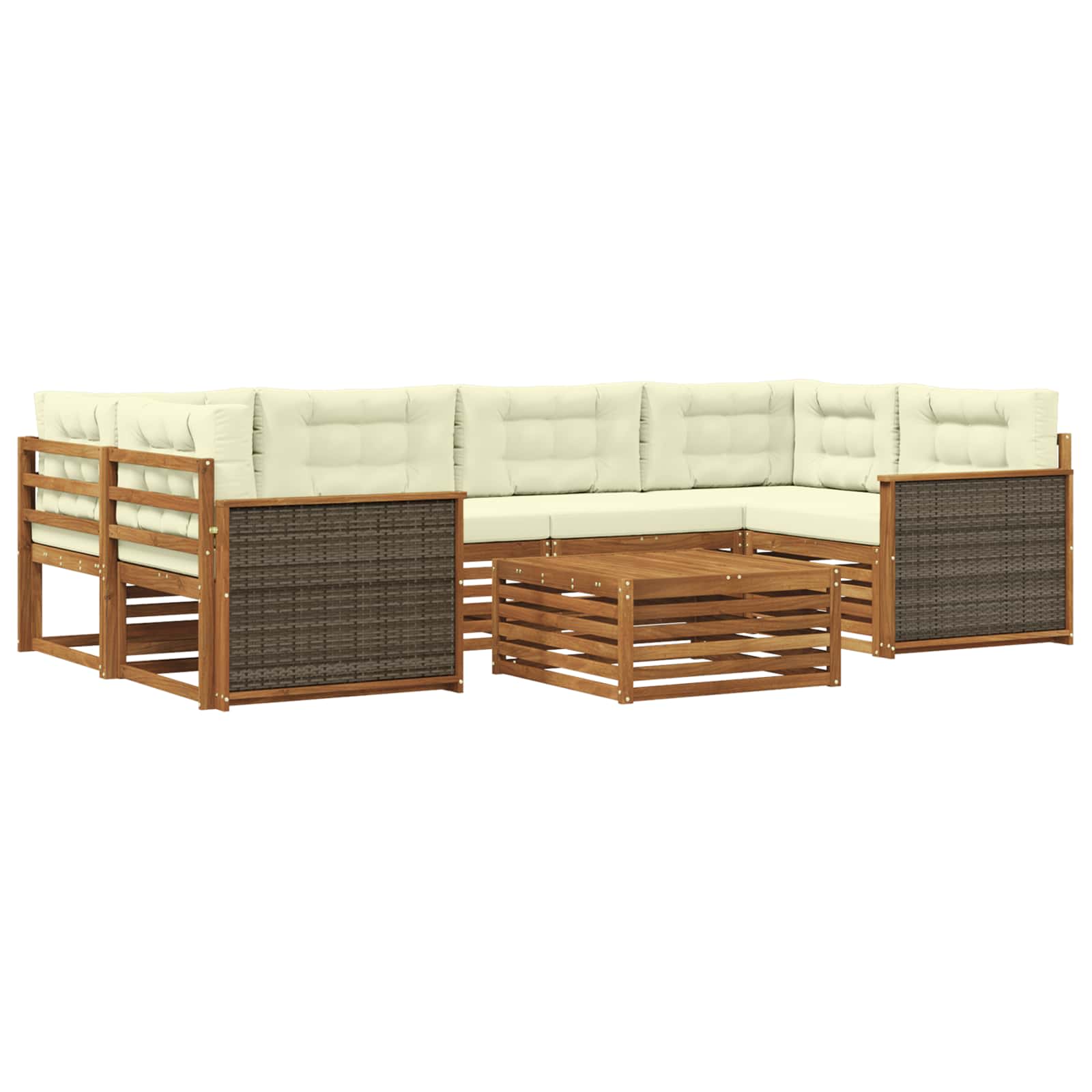 vidaXL Buiten bankenset 7 pcs Naturel