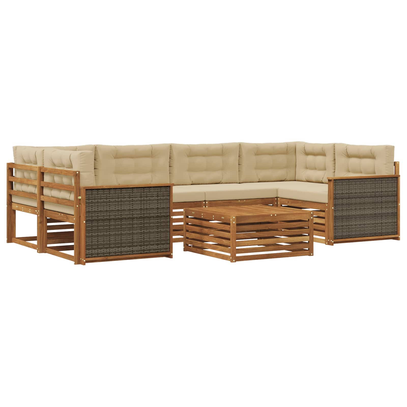 vidaXL Buiten bankenset 7 pcs Naturel