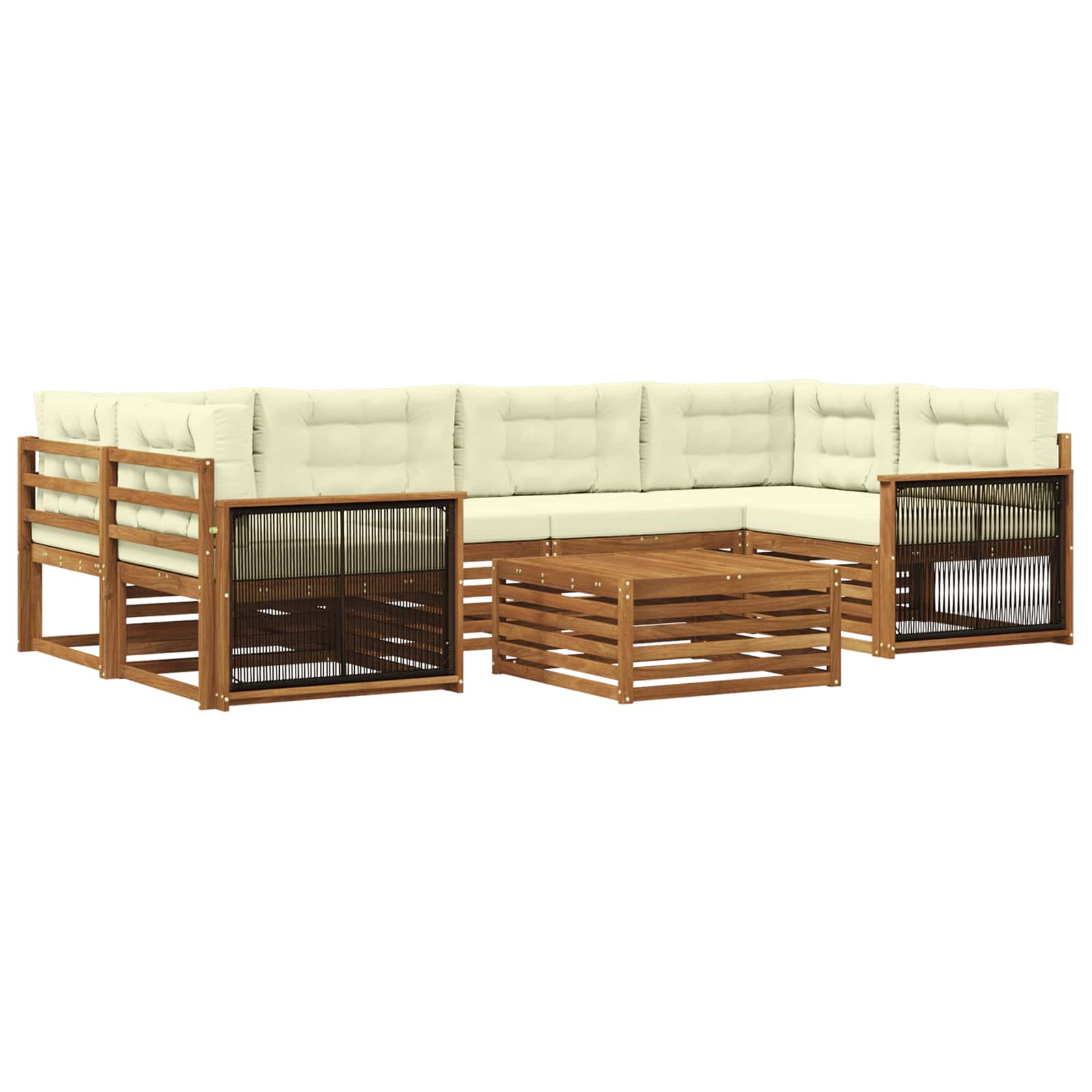 vidaXL Buiten bankenset 7 pcs Naturel