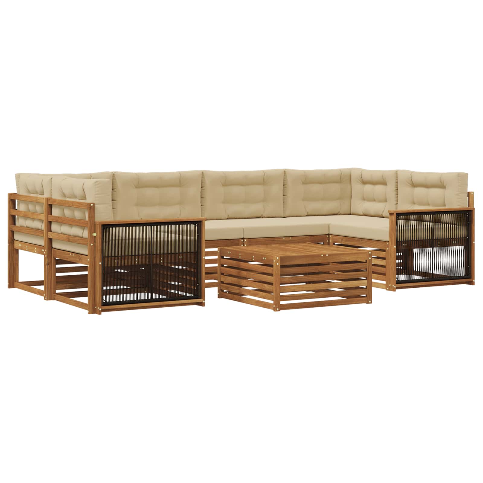 vidaXL Buiten bankenset 7 pcs Naturel