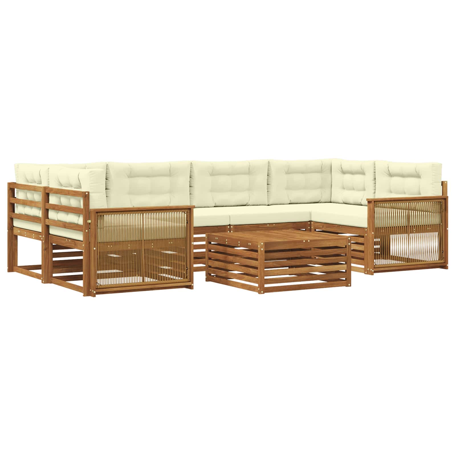 vidaXL Buiten bankenset 7 pcs Naturel