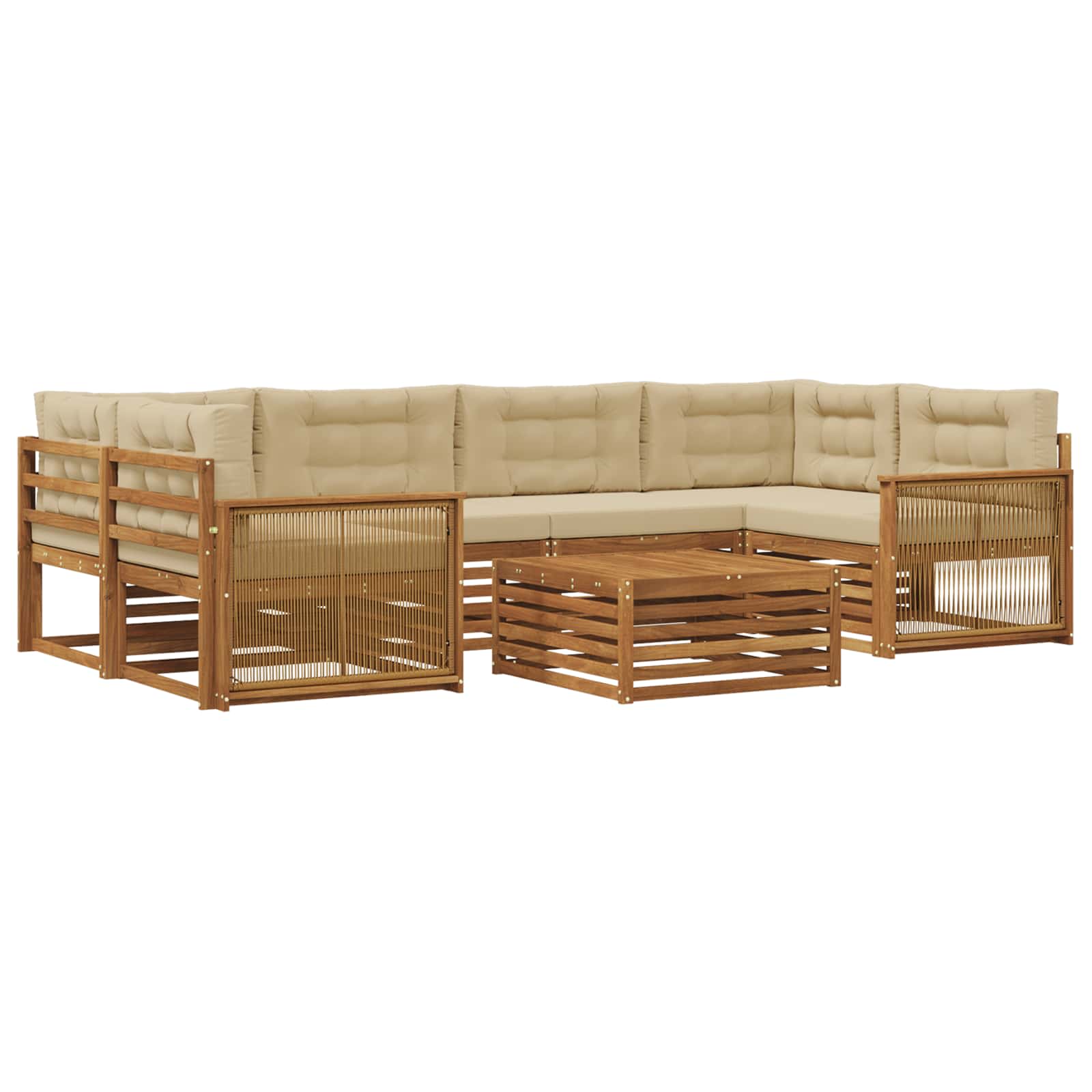vidaXL Buiten bankenset 7 pcs Naturel