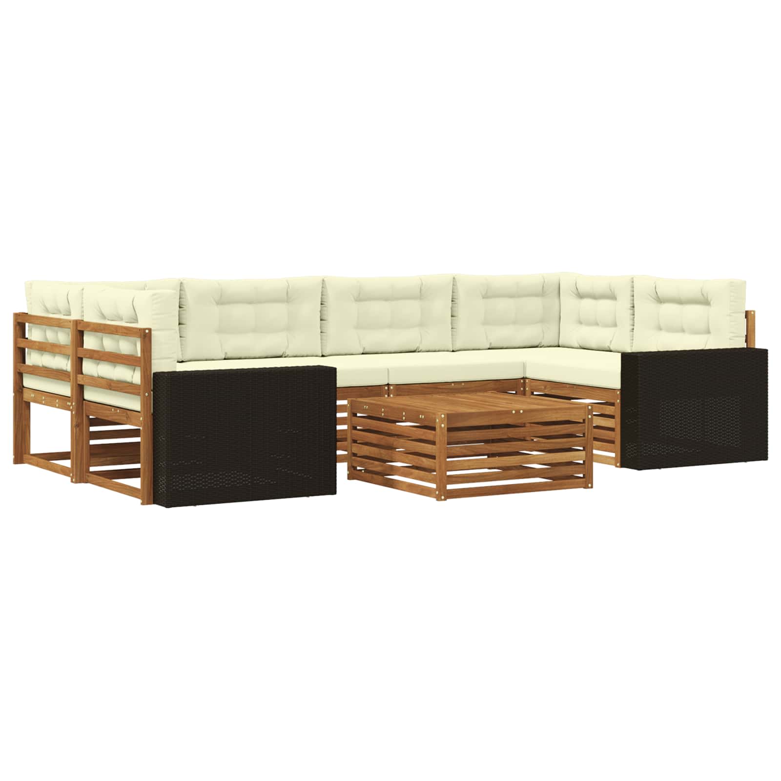 vidaXL Buiten bankenset 7 pcs Naturel