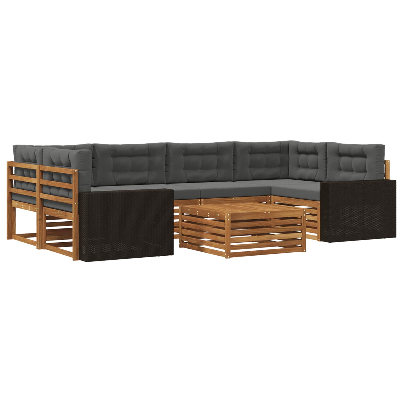 vidaXL Buiten bankenset 7 pcs Naturel