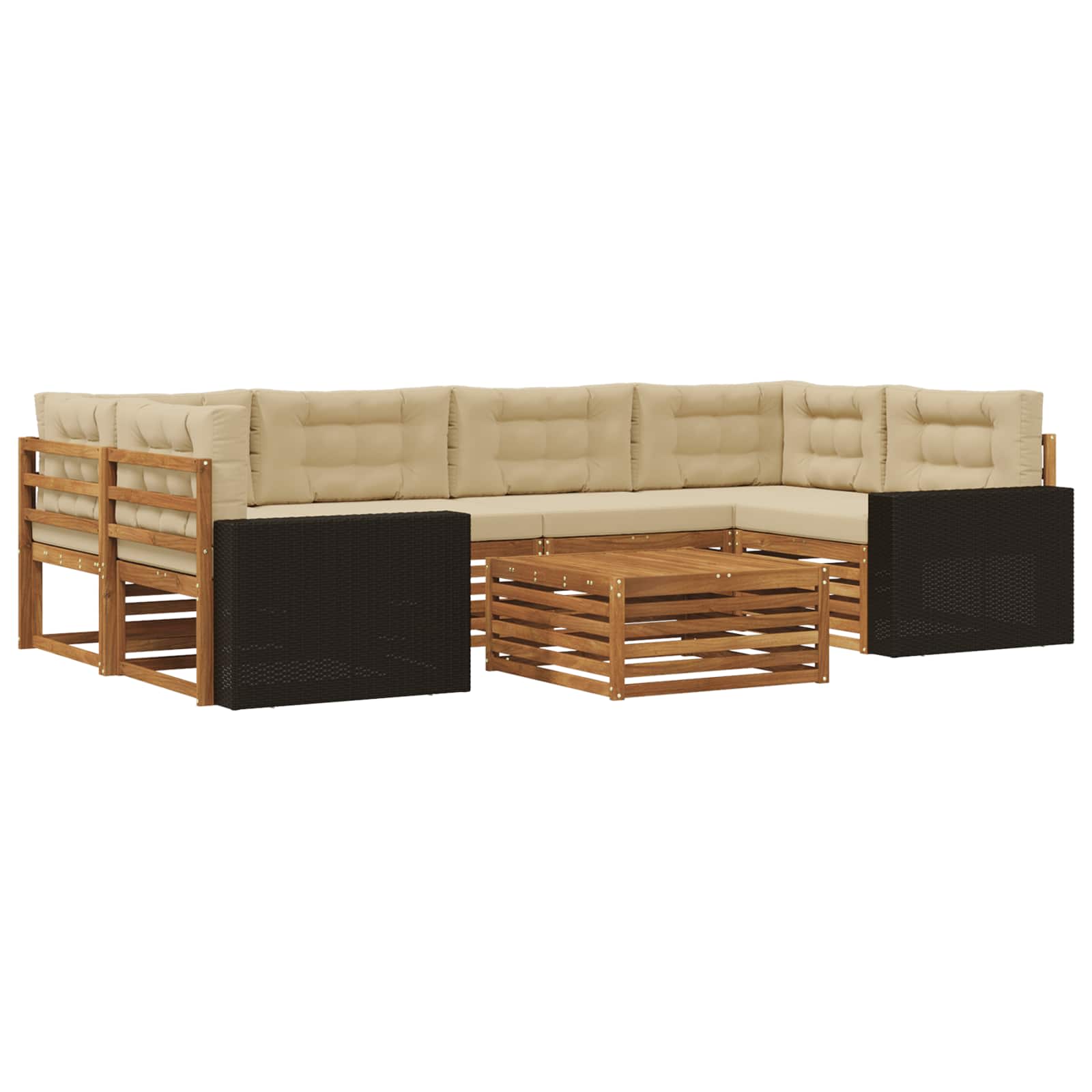 vidaXL Buiten bankenset 7 pcs Naturel