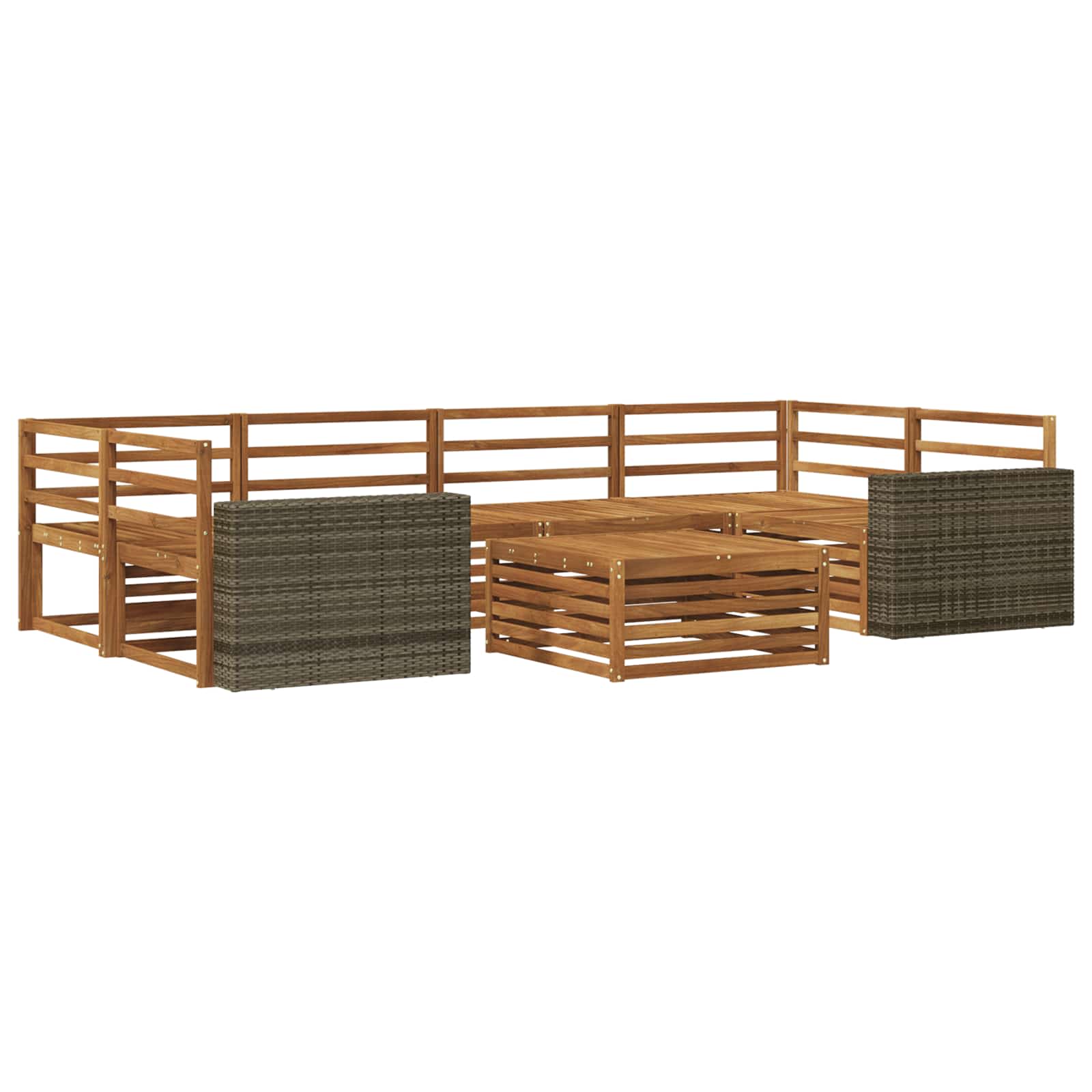 vidaXL Buiten bankenset 7 pcs Naturel