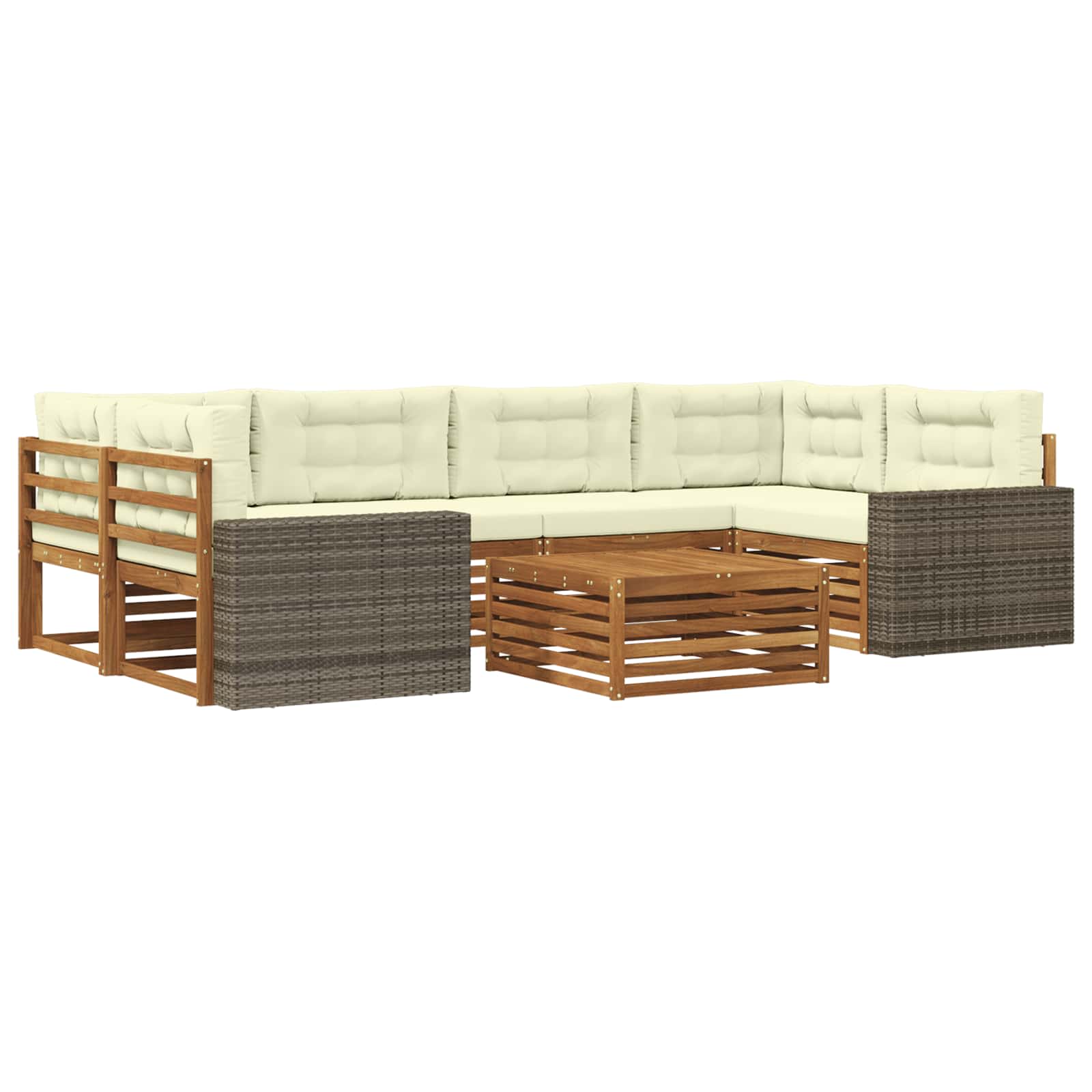 vidaXL Buiten bankenset 7 pcs Naturel