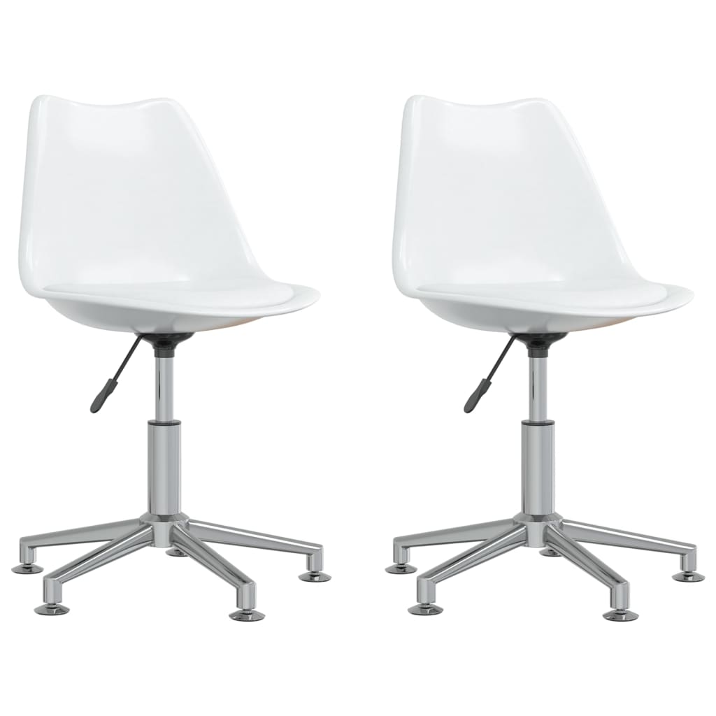 vidaXL Eetkamerstoelen draaibaar 2 st kunstleer wit