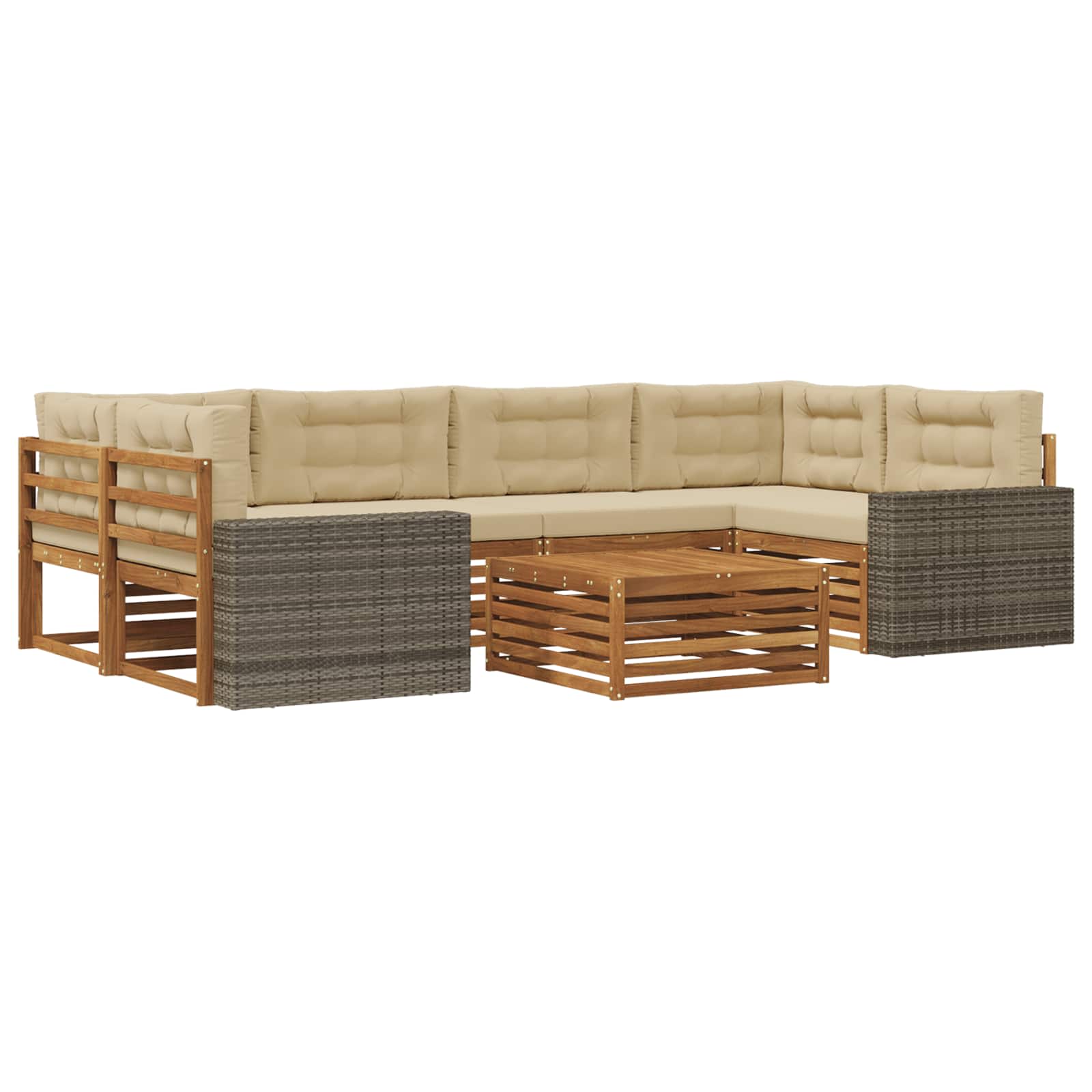 vidaXL Buiten bankenset 7 pcs Naturel