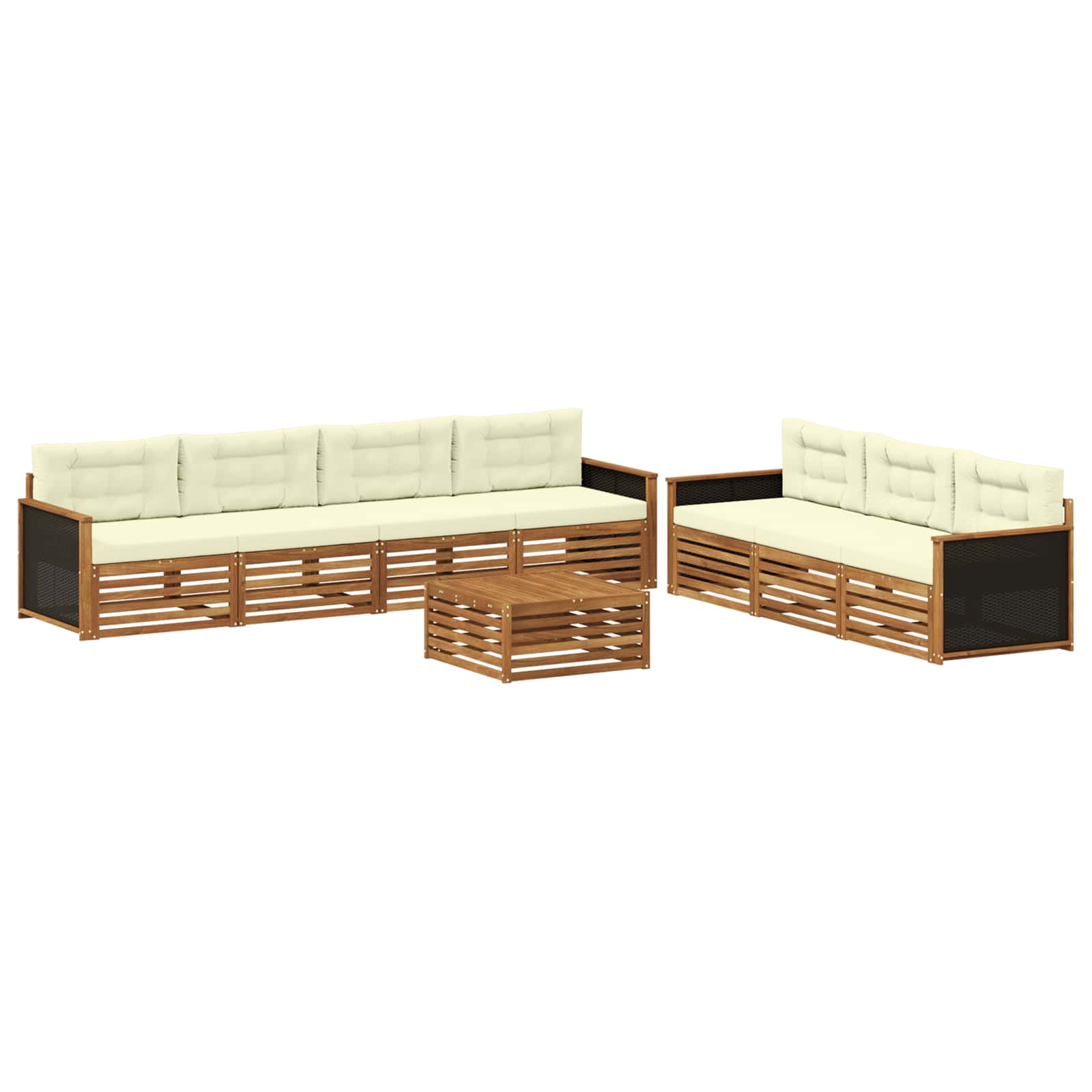 vidaXL Buiten bankenset 8 pcs Naturel