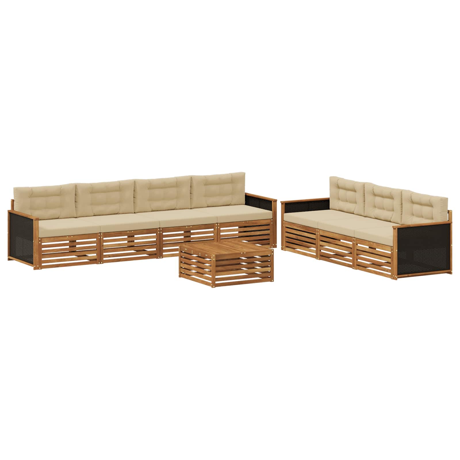 vidaXL Buiten bankenset 8 pcs Naturel