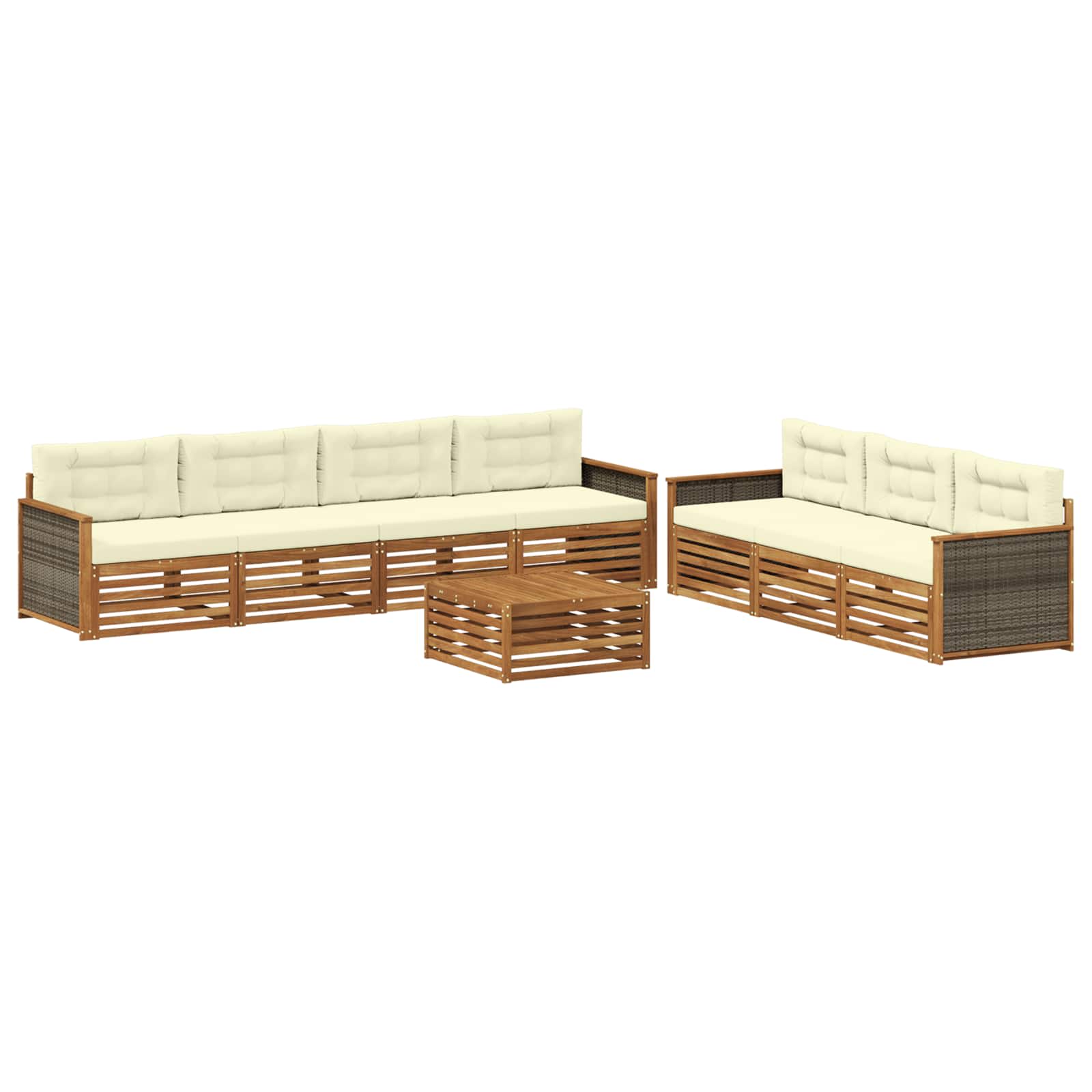 vidaXL Buiten bankenset 8 pcs Naturel