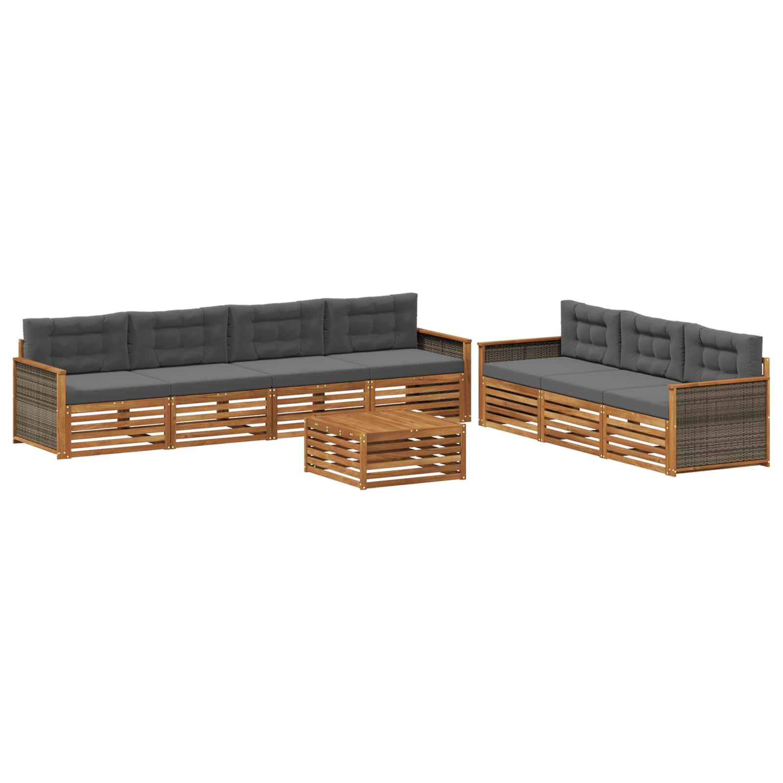 vidaXL Buiten bankenset 8 pcs Naturel