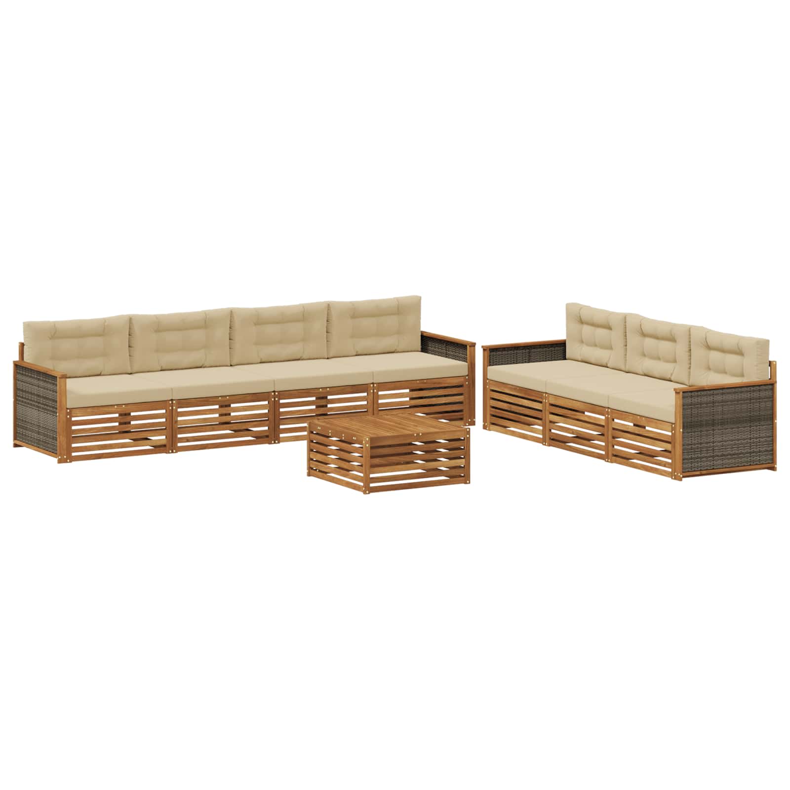 vidaXL Buiten bankenset 8 pcs Naturel