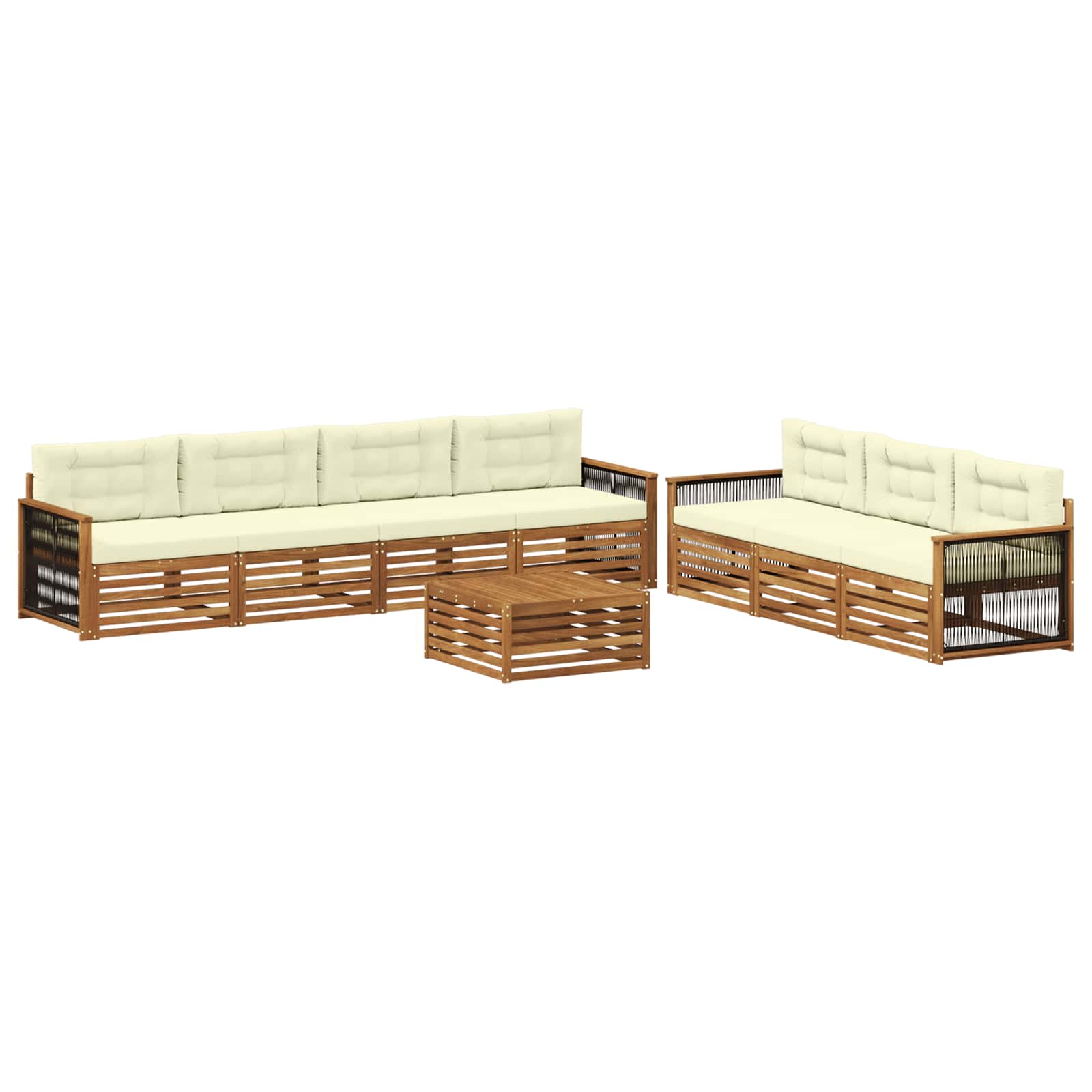 vidaXL Buiten bankenset 8 pcs Naturel