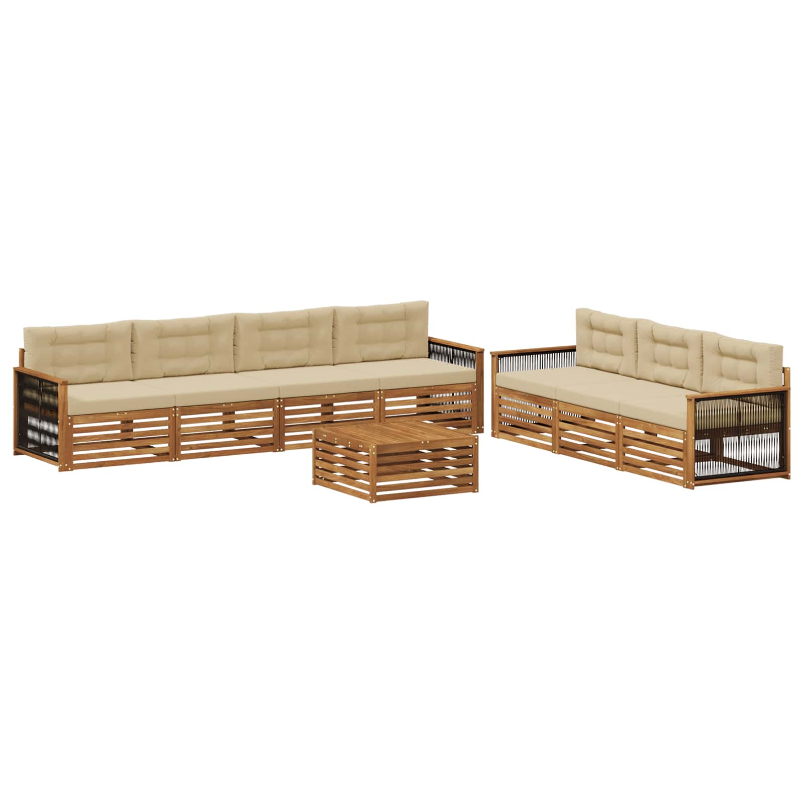 vidaXL Buiten bankenset 8 pcs Naturel