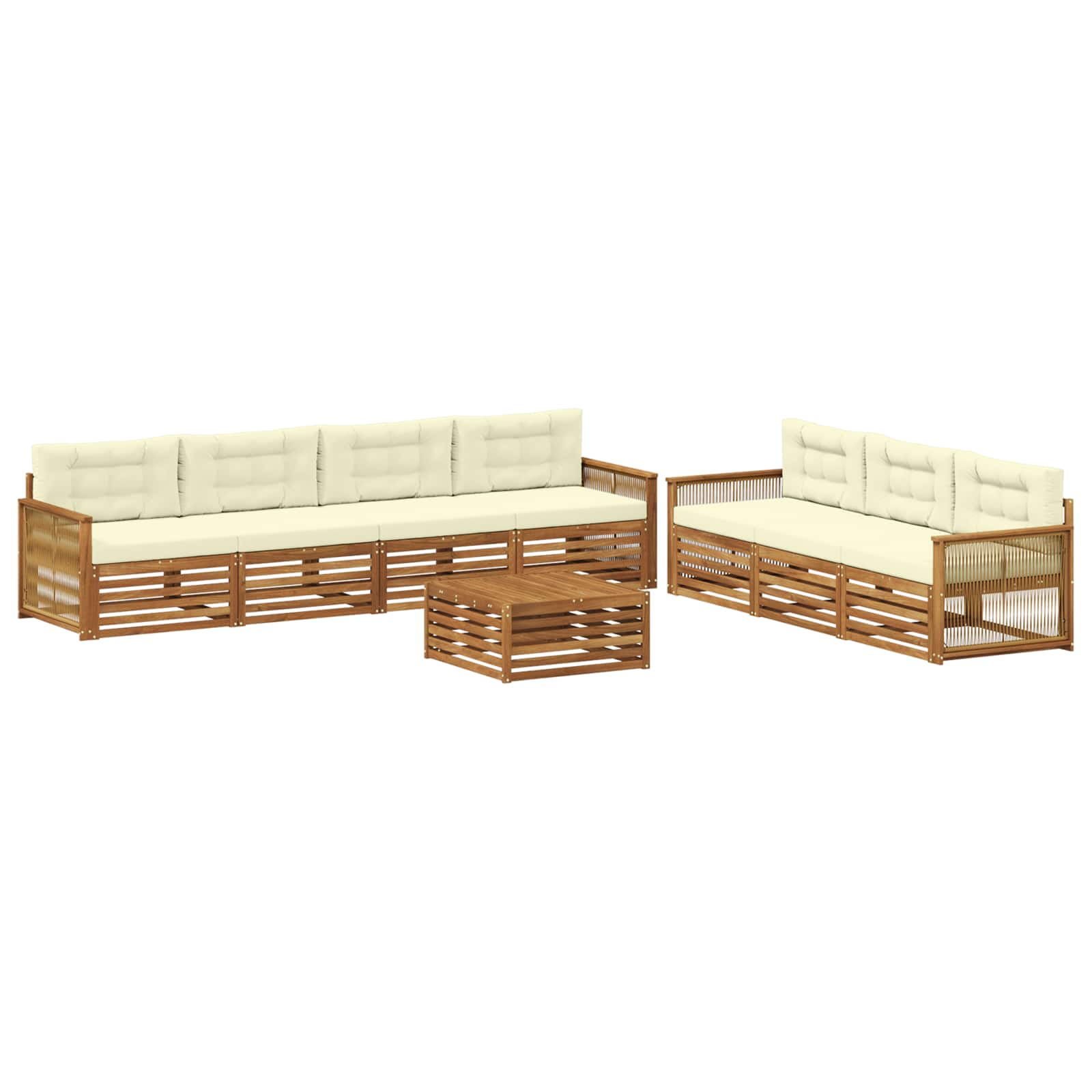 vidaXL Buiten bankenset 8 pcs Naturel