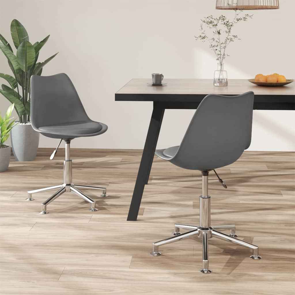 vidaXL Eetkamerstoelen draaibaar 2 st kunstleer wit