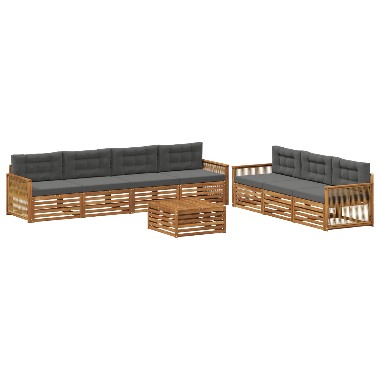 vidaXL Buiten bankenset 8 pcs Naturel