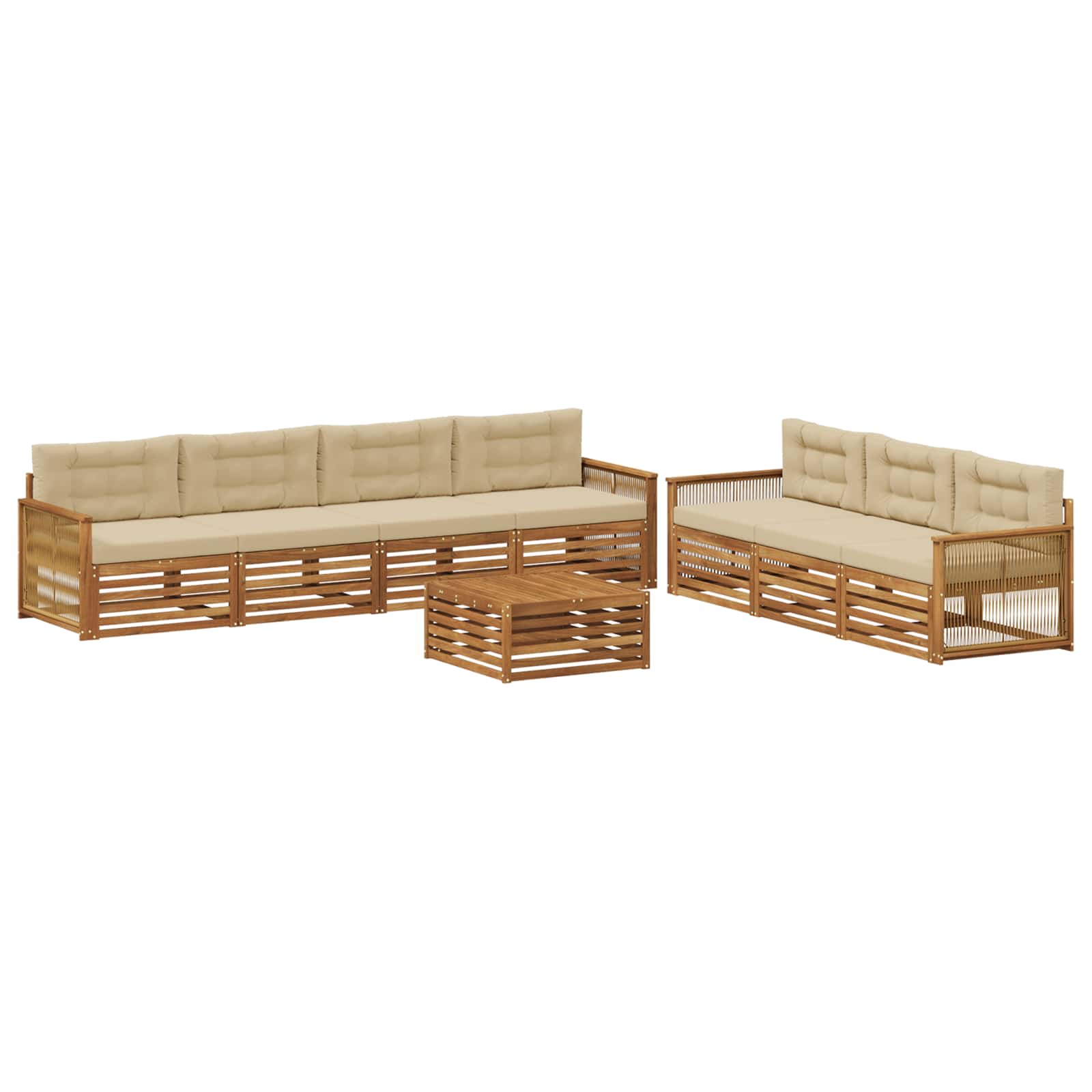 vidaXL Buiten bankenset 8 pcs Naturel