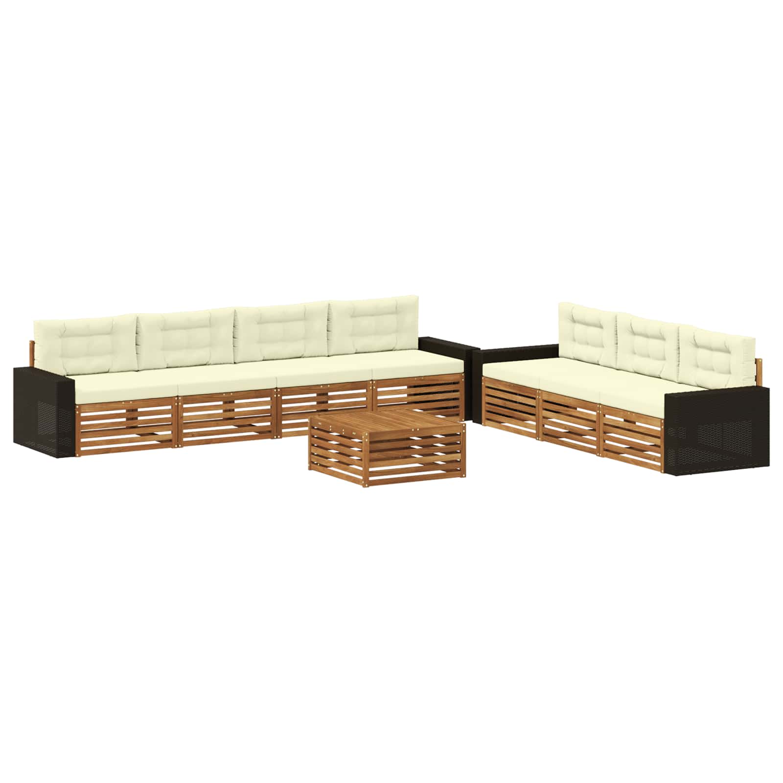 vidaXL Buiten bankenset 8 pcs Naturel