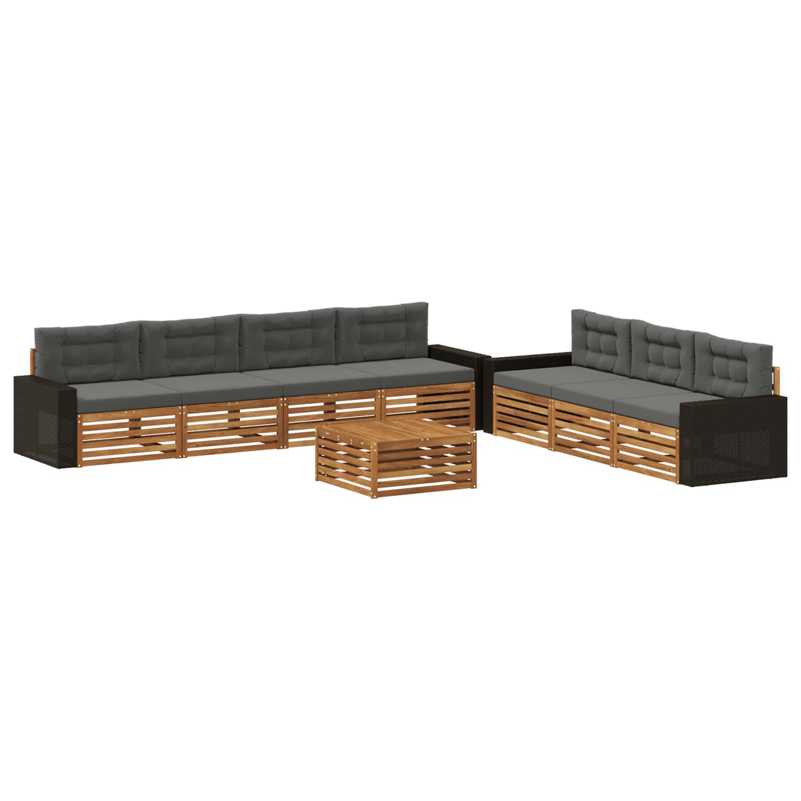 vidaXL Buiten bankenset 8 pcs Naturel