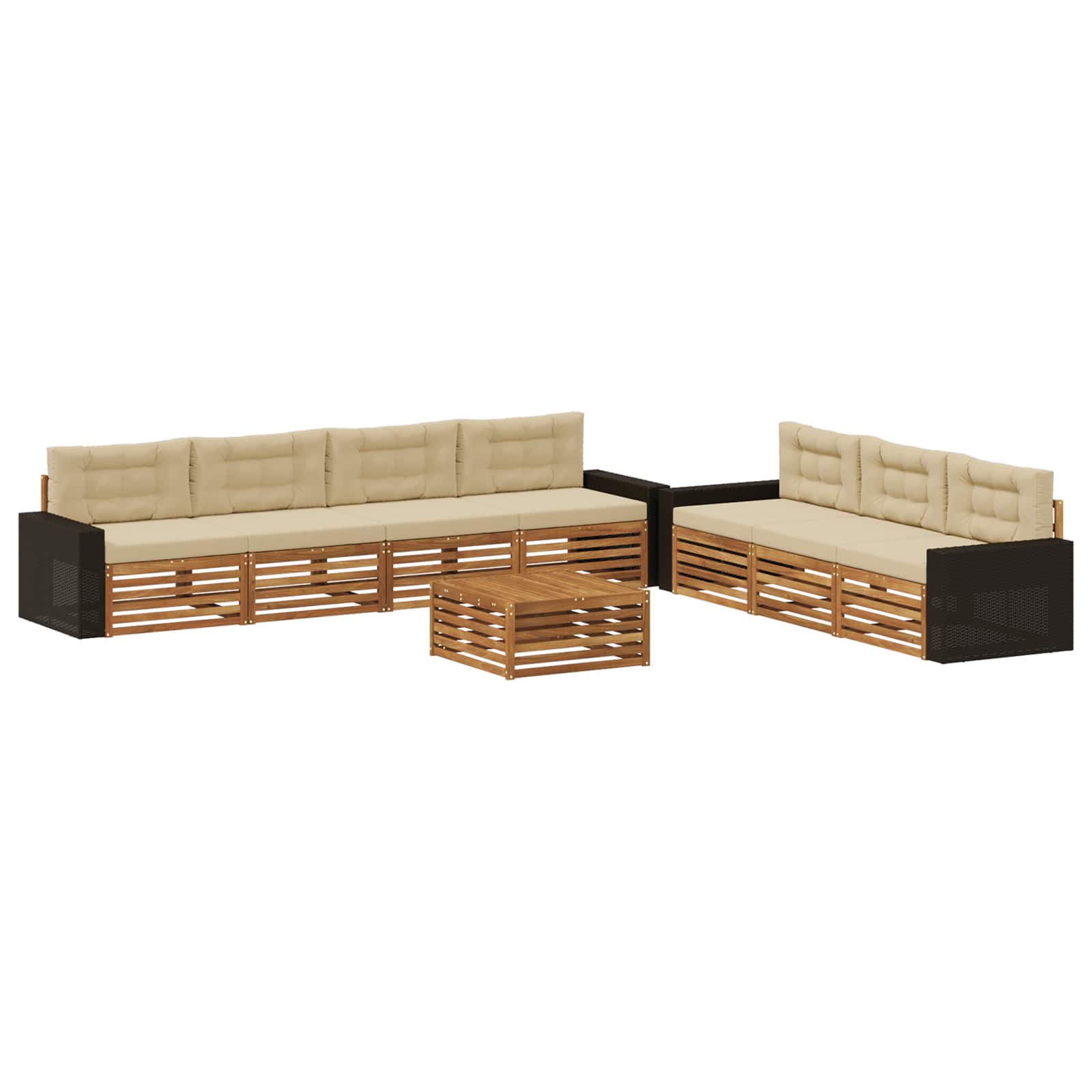 vidaXL Buiten bankenset 8 pcs Naturel