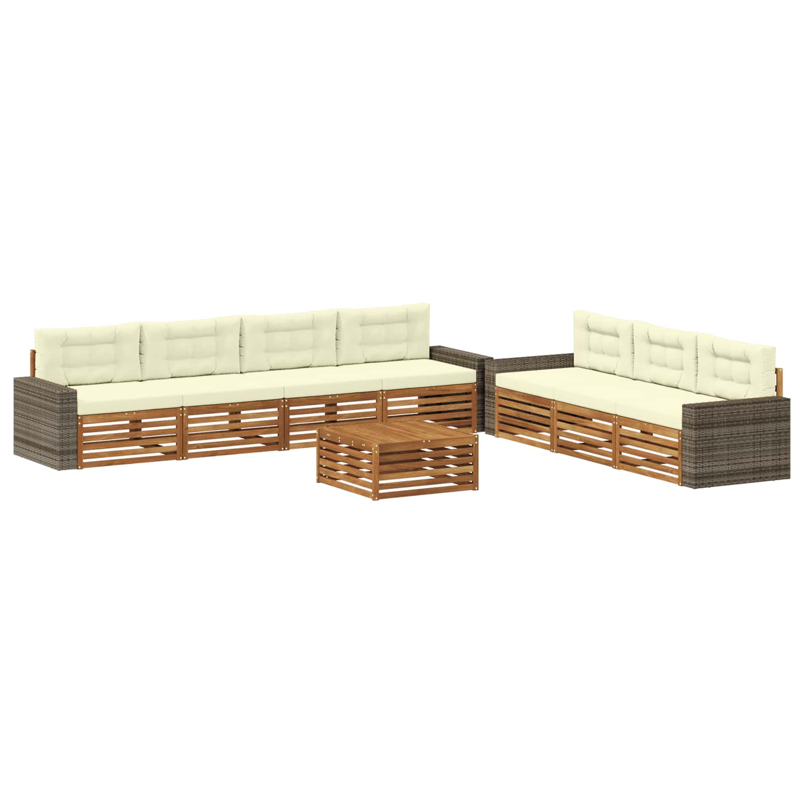 vidaXL Buiten bankenset 8 pcs Naturel