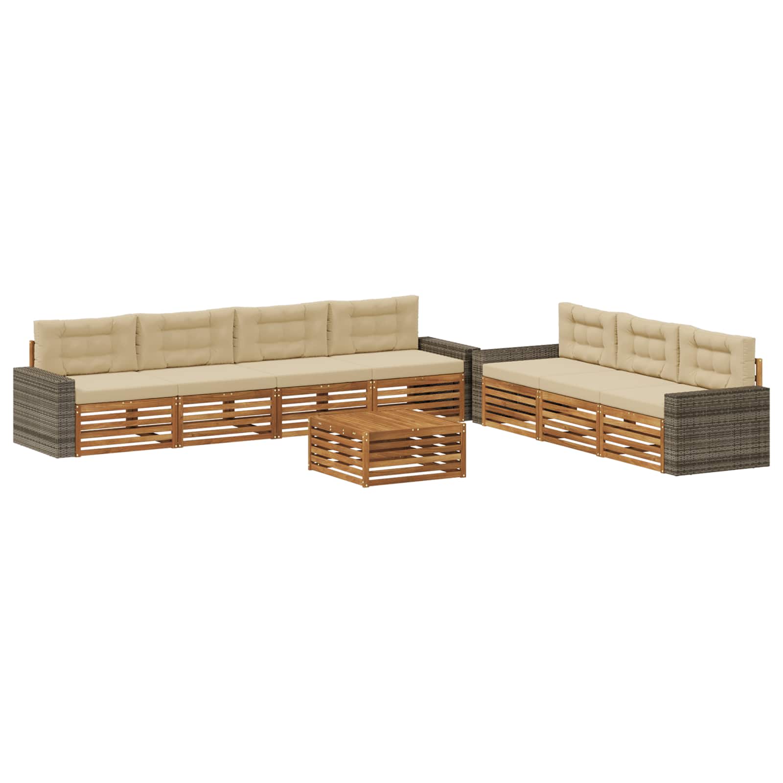 vidaXL Buiten bankenset 8 pcs Naturel