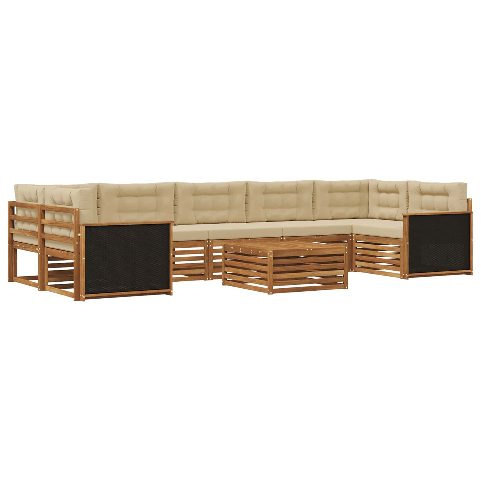 vidaXL Buiten bankenset 8 pcs Naturel
