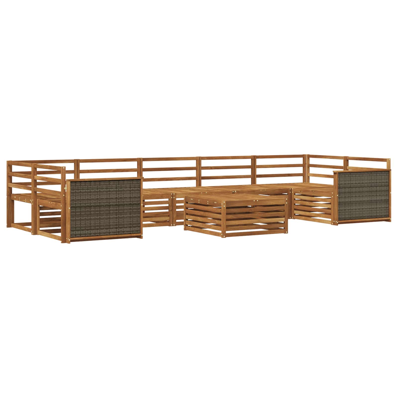 vidaXL Buiten bankenset 8 pcs Naturel