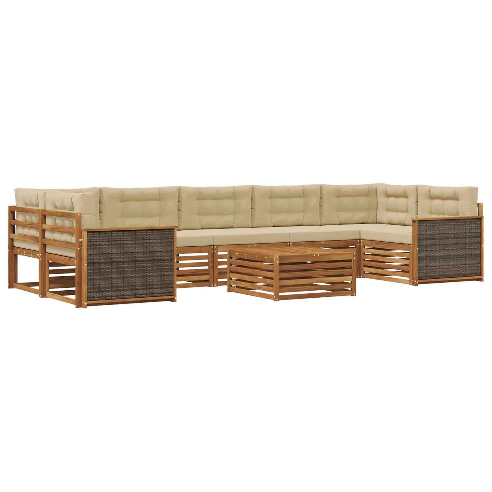 vidaXL Buiten bankenset 8 pcs Naturel