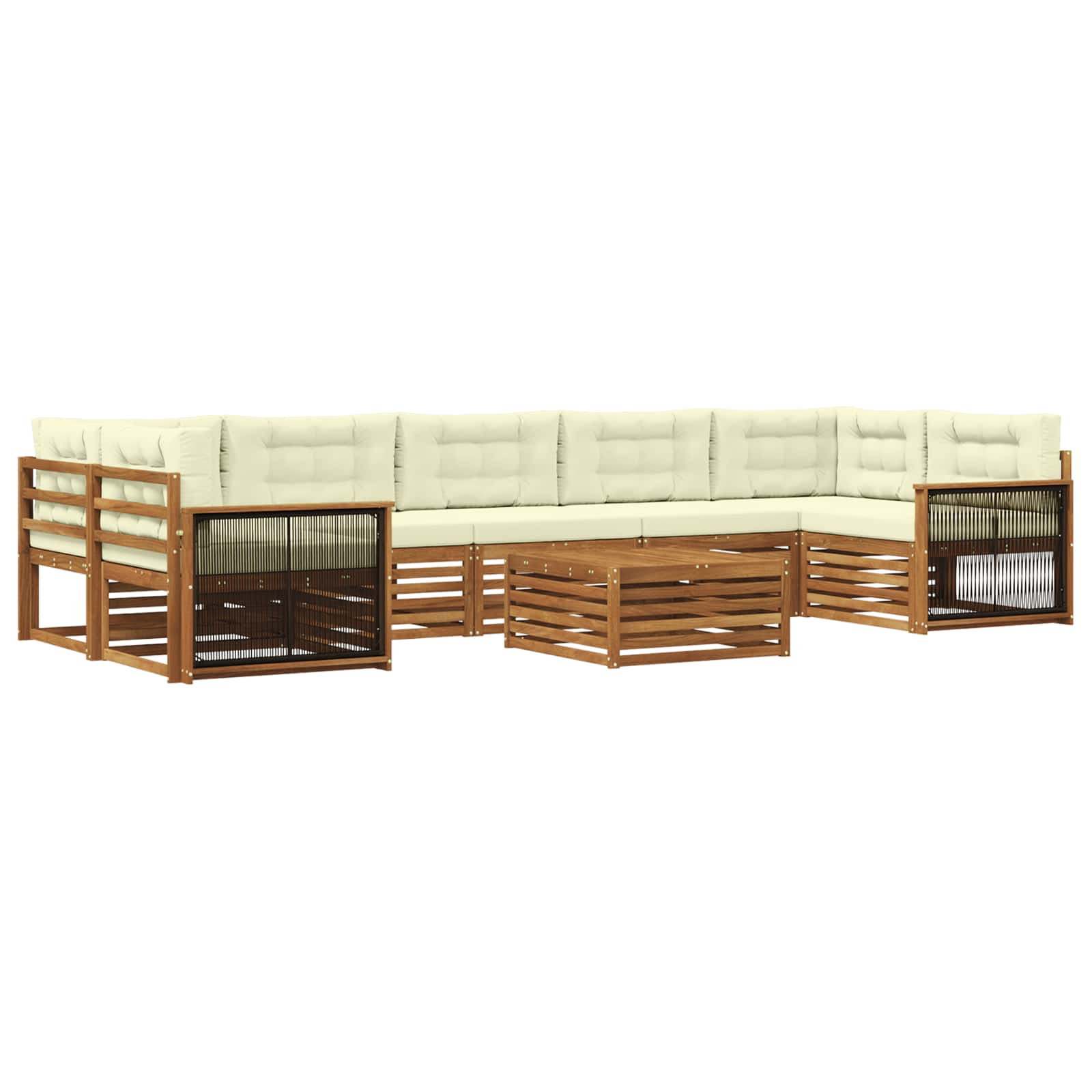 vidaXL Buiten bankenset 8 pcs Naturel