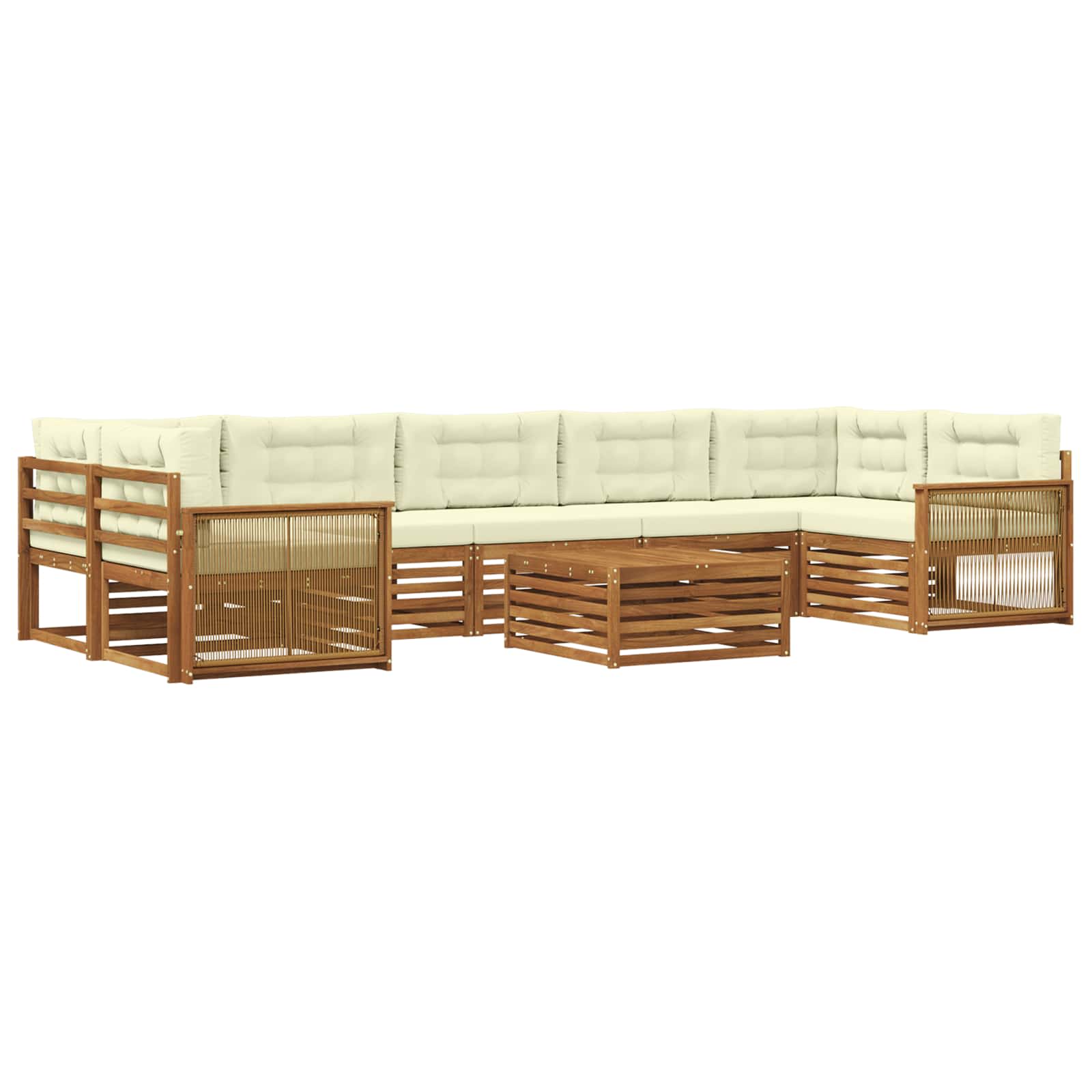 vidaXL Buiten bankenset 8 pcs Naturel