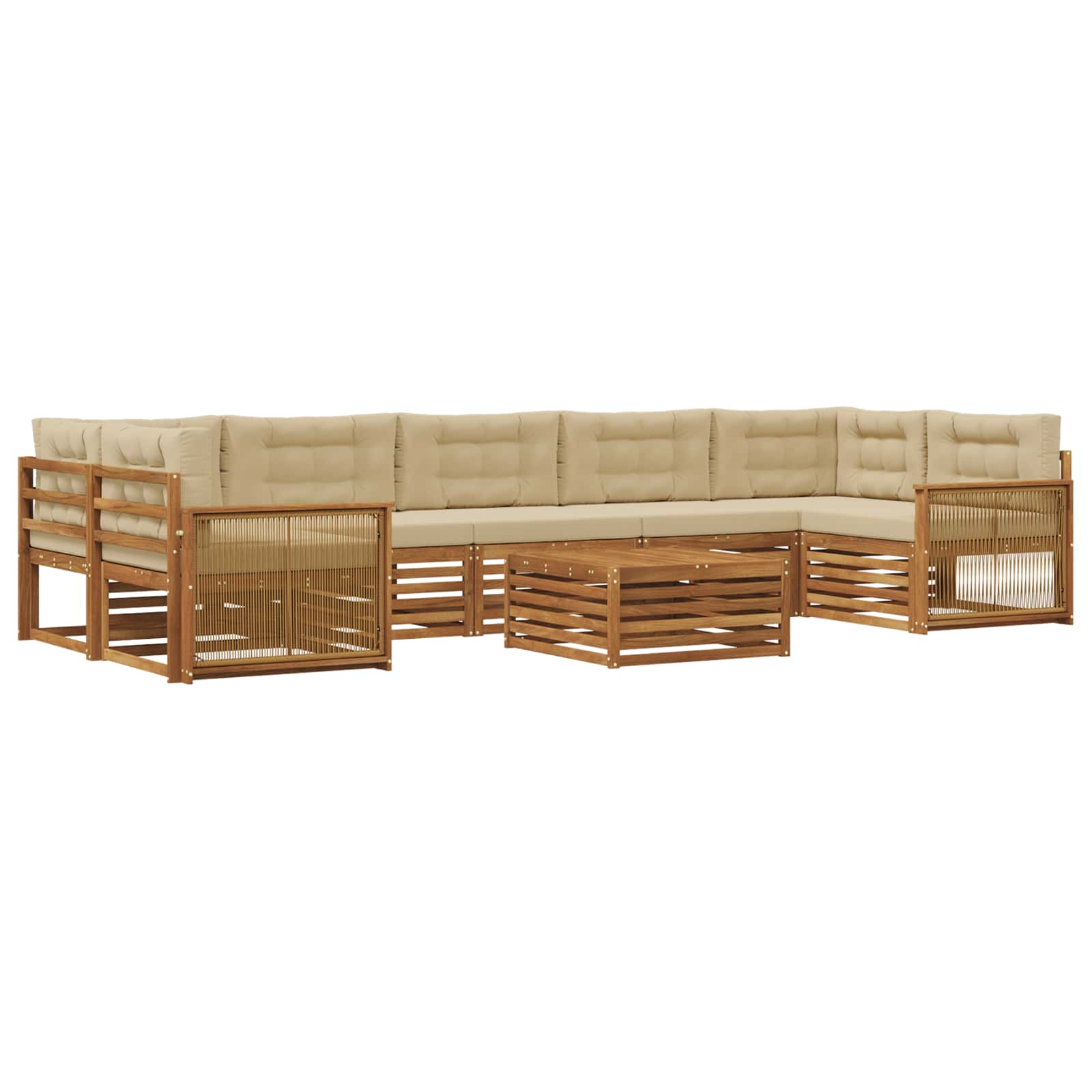 vidaXL Buiten bankenset 8 pcs Naturel