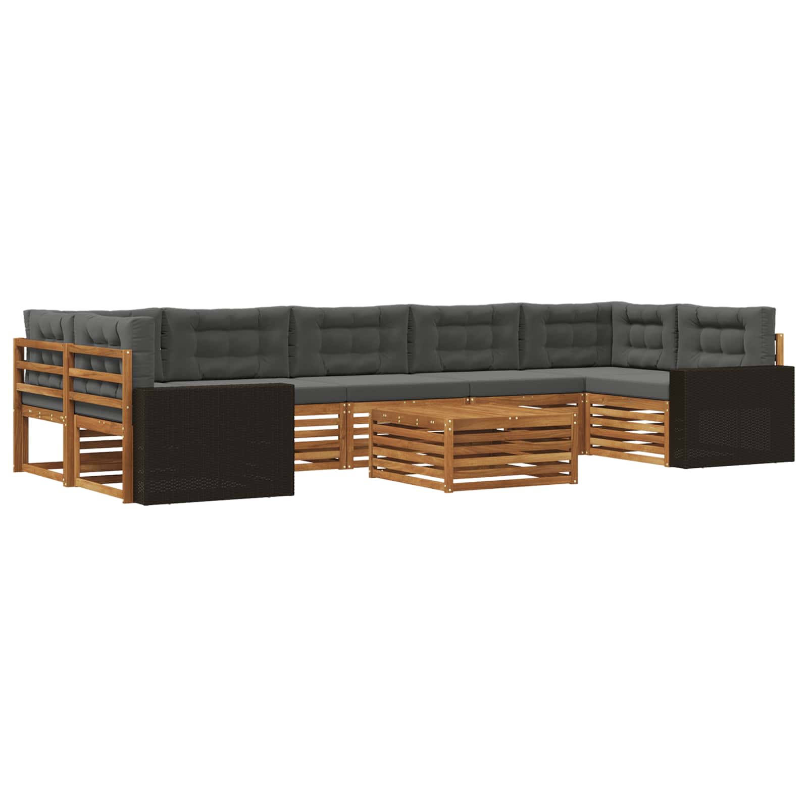 vidaXL Buiten bankenset 8 pcs Naturel