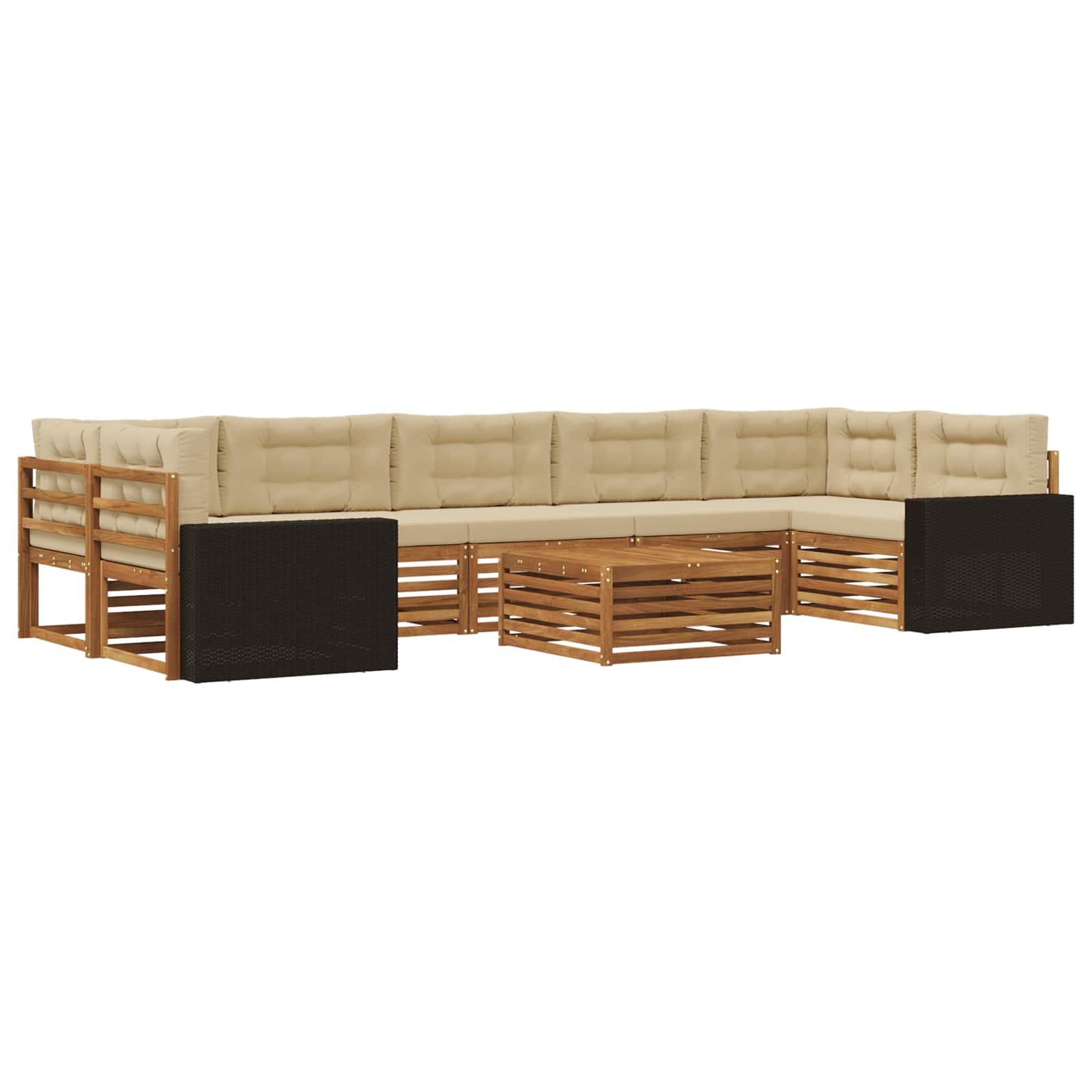 vidaXL Buiten bankenset 8 pcs Naturel