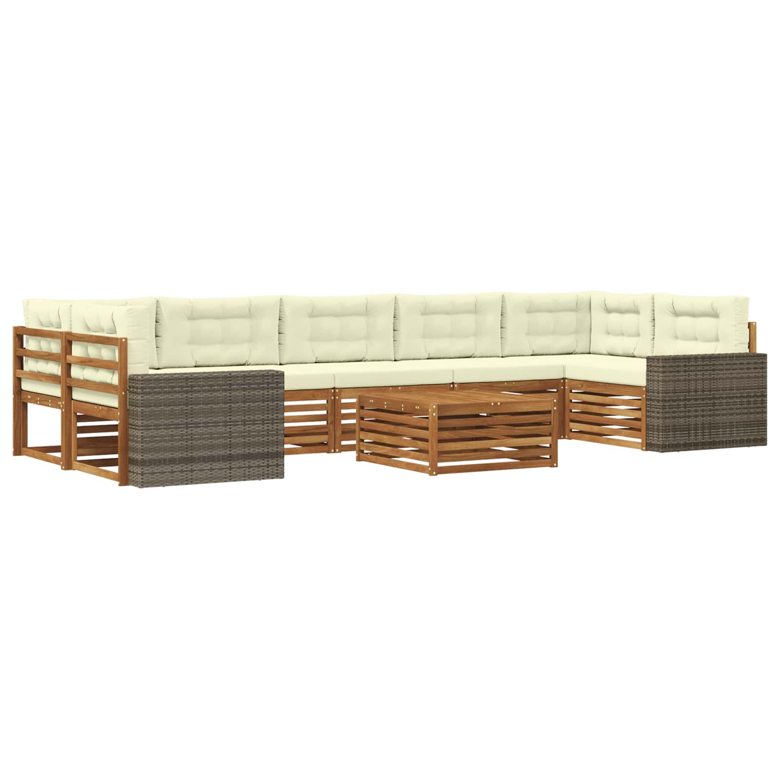 vidaXL Buiten bankenset 8 pcs Naturel