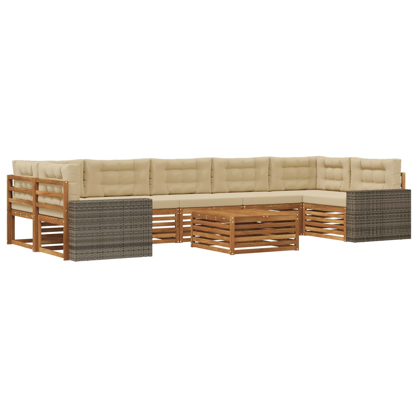 vidaXL Buiten bankenset 8 pcs Naturel