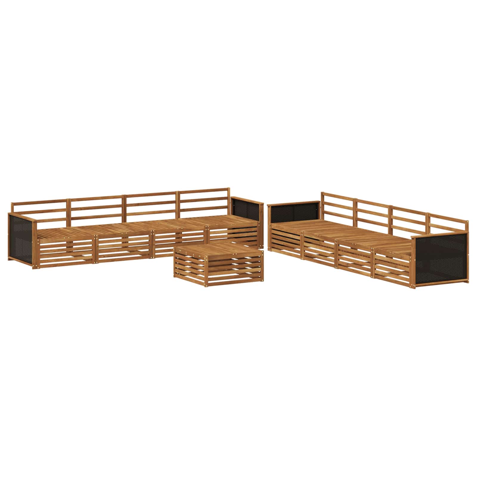 vidaXL Buiten bankenset 9 pcs Naturel