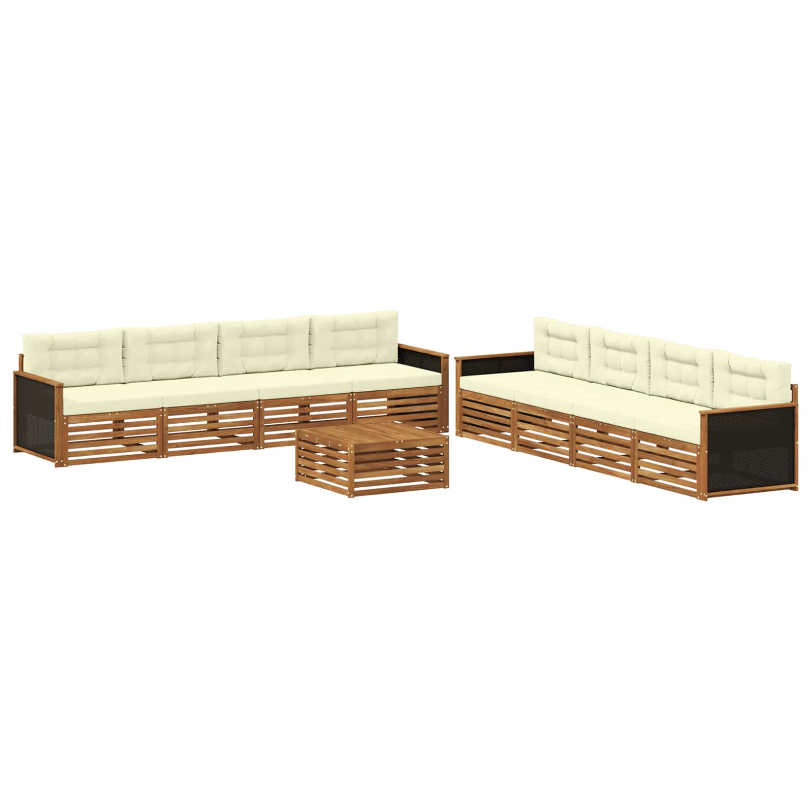 vidaXL Buiten bankenset 9 pcs Naturel