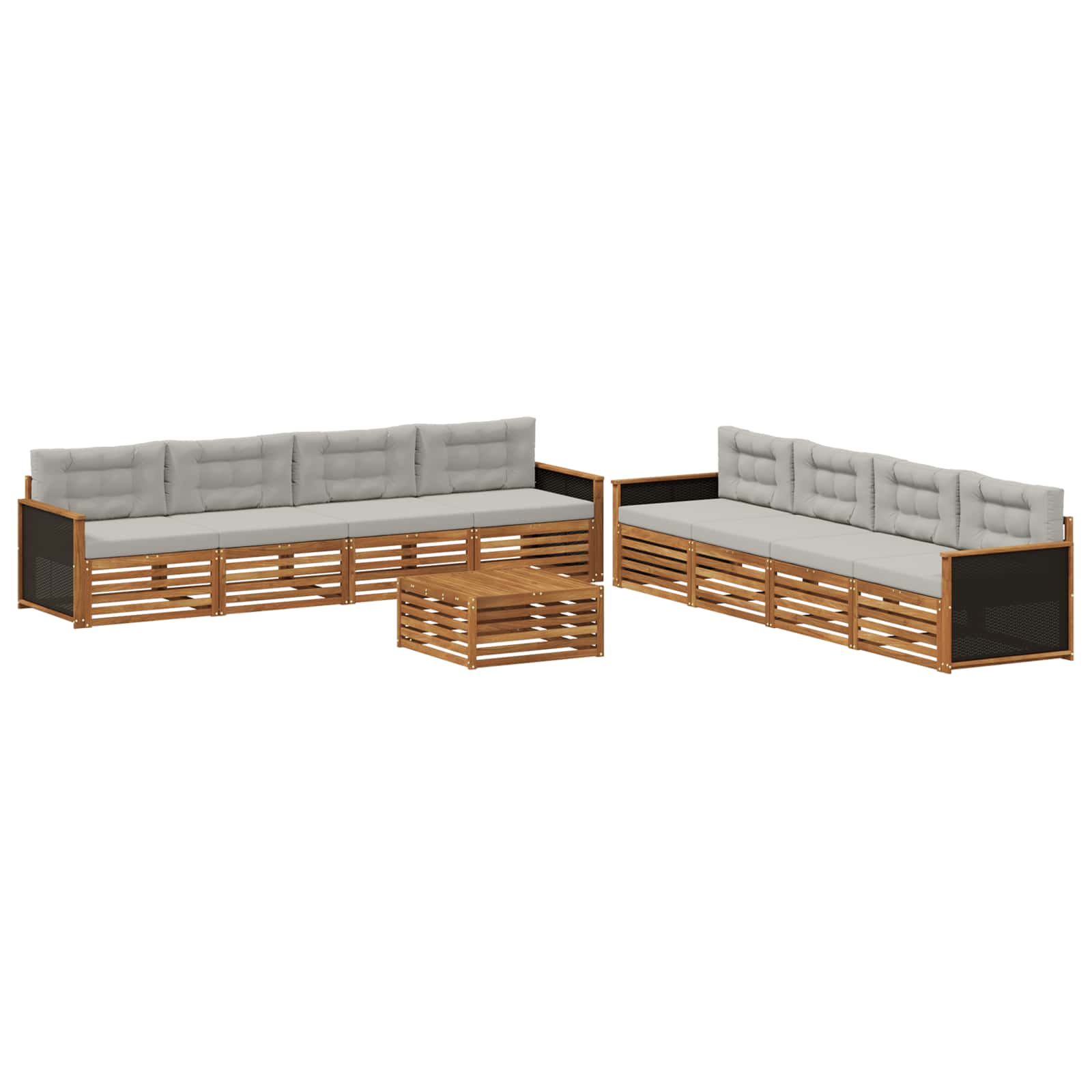 vidaXL Buiten bankenset 9 pcs Naturel