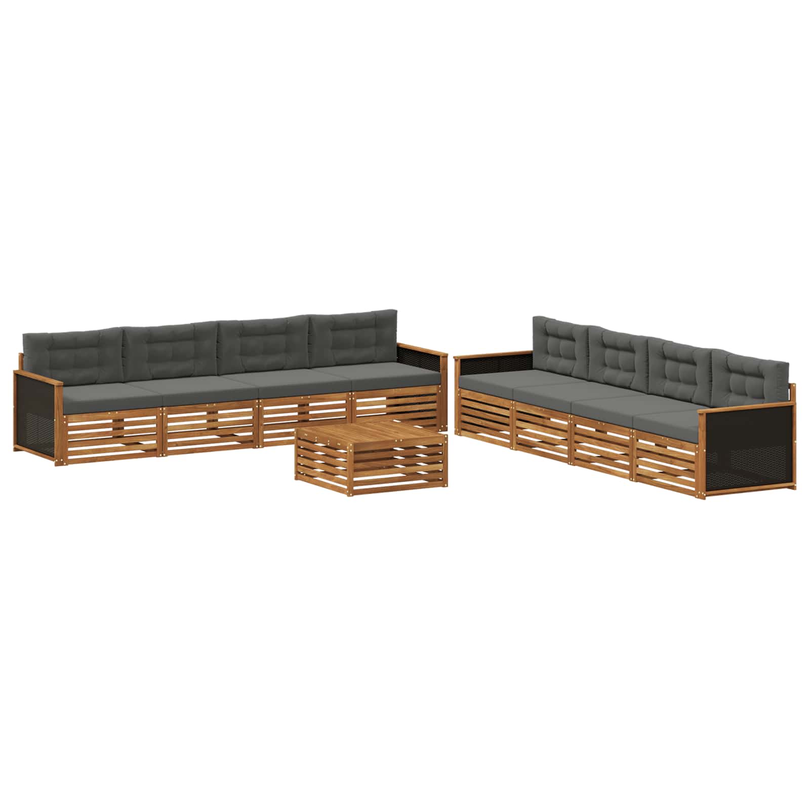 vidaXL Buiten bankenset 9 pcs Naturel