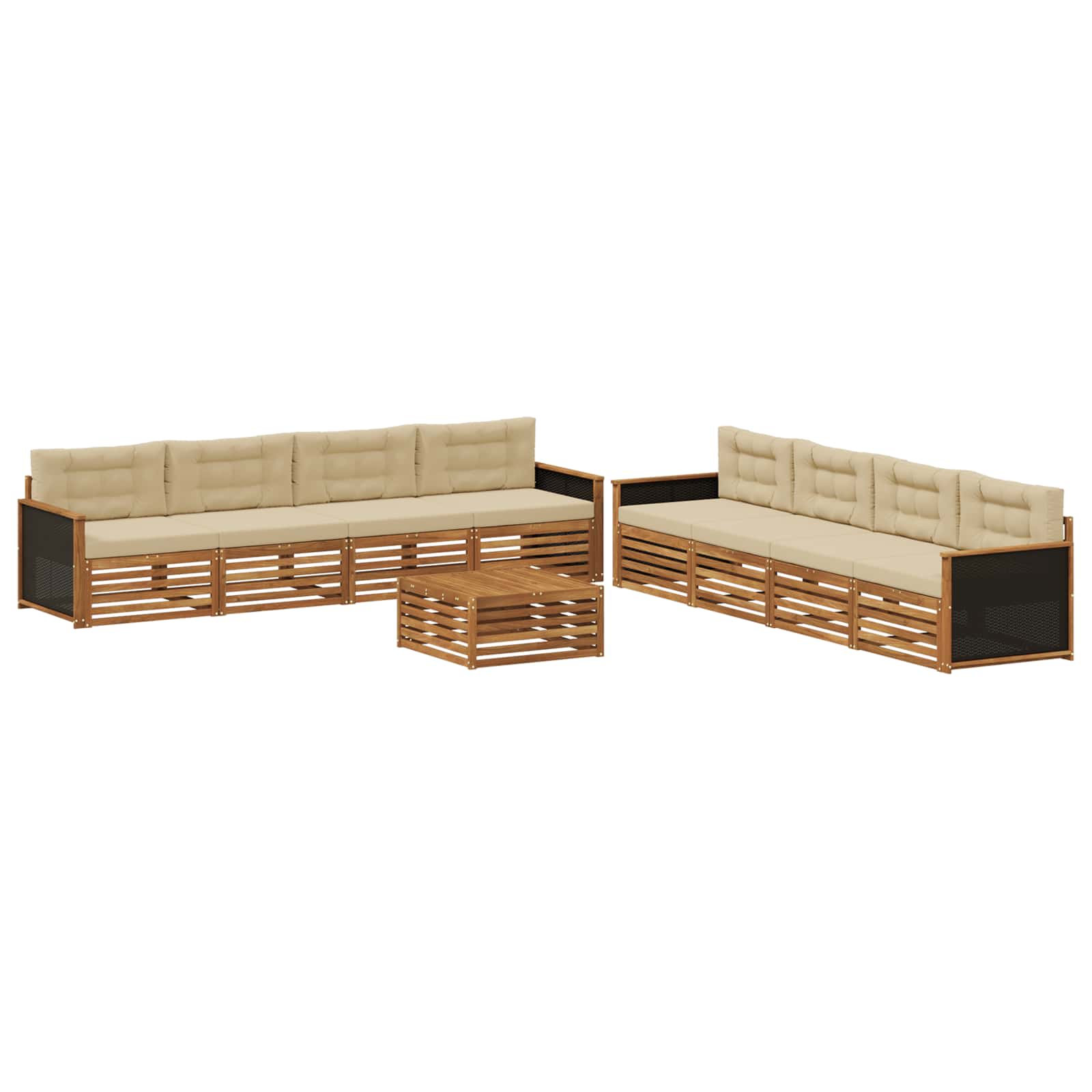 vidaXL Buiten bankenset 9 pcs Naturel