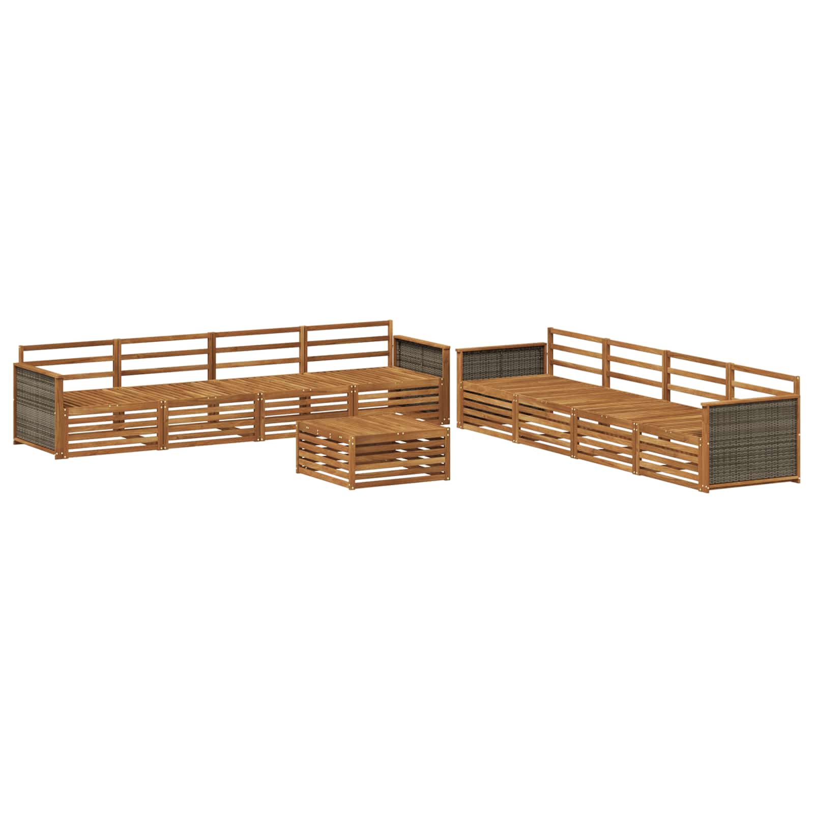 vidaXL Buiten bankenset 9 pcs Naturel