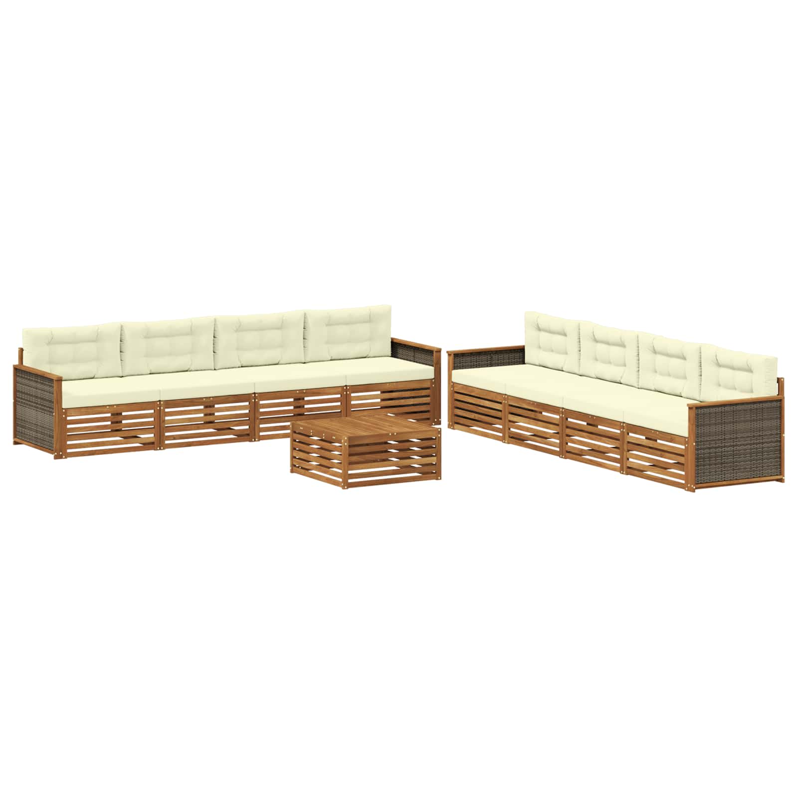 vidaXL Buiten bankenset 9 pcs Naturel