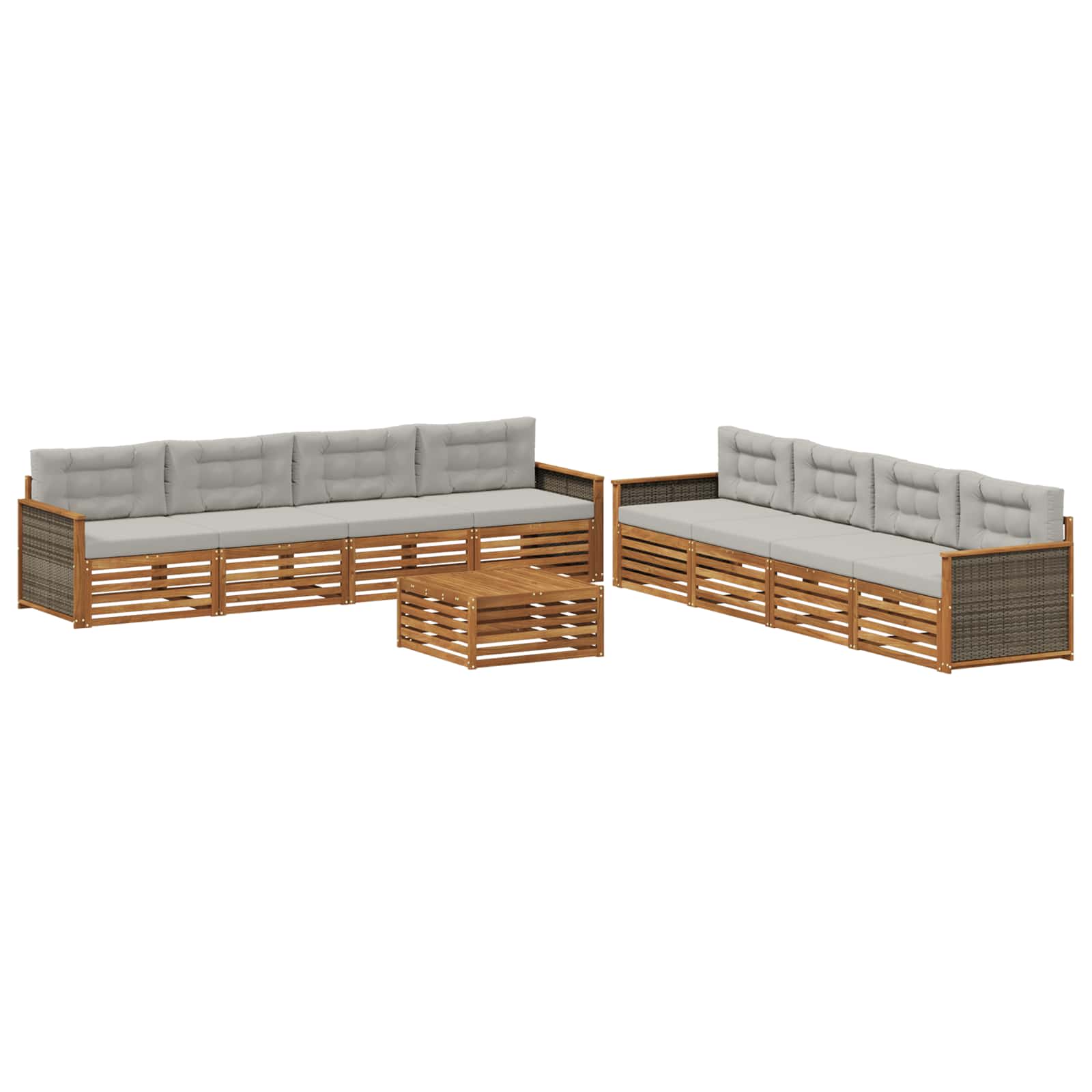 vidaXL Buiten bankenset 9 pcs Naturel